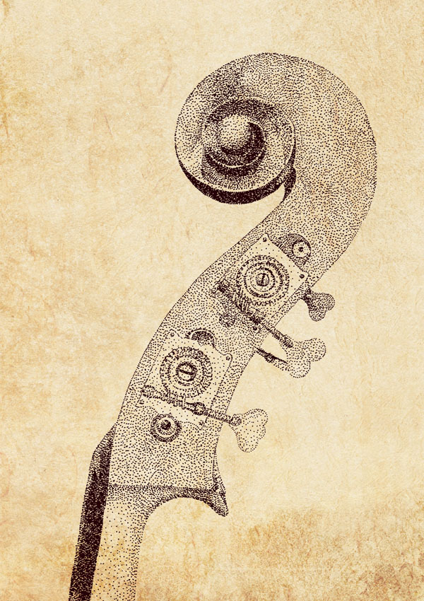 Vorderes Coverbild Pointillism Postcard Kontrabass