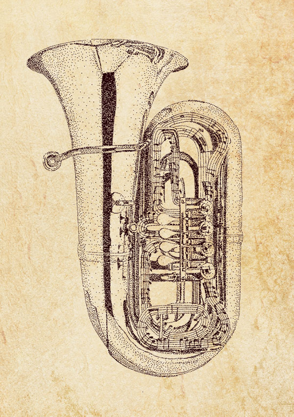 Vorderes Coverbild Pointillism Postcard Tuba