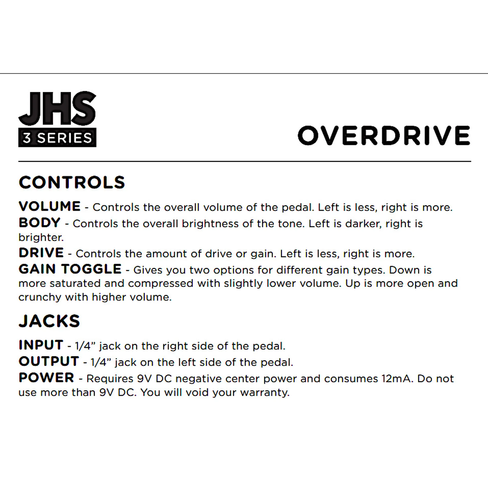 JHS Pedals 3 Series Overdrive