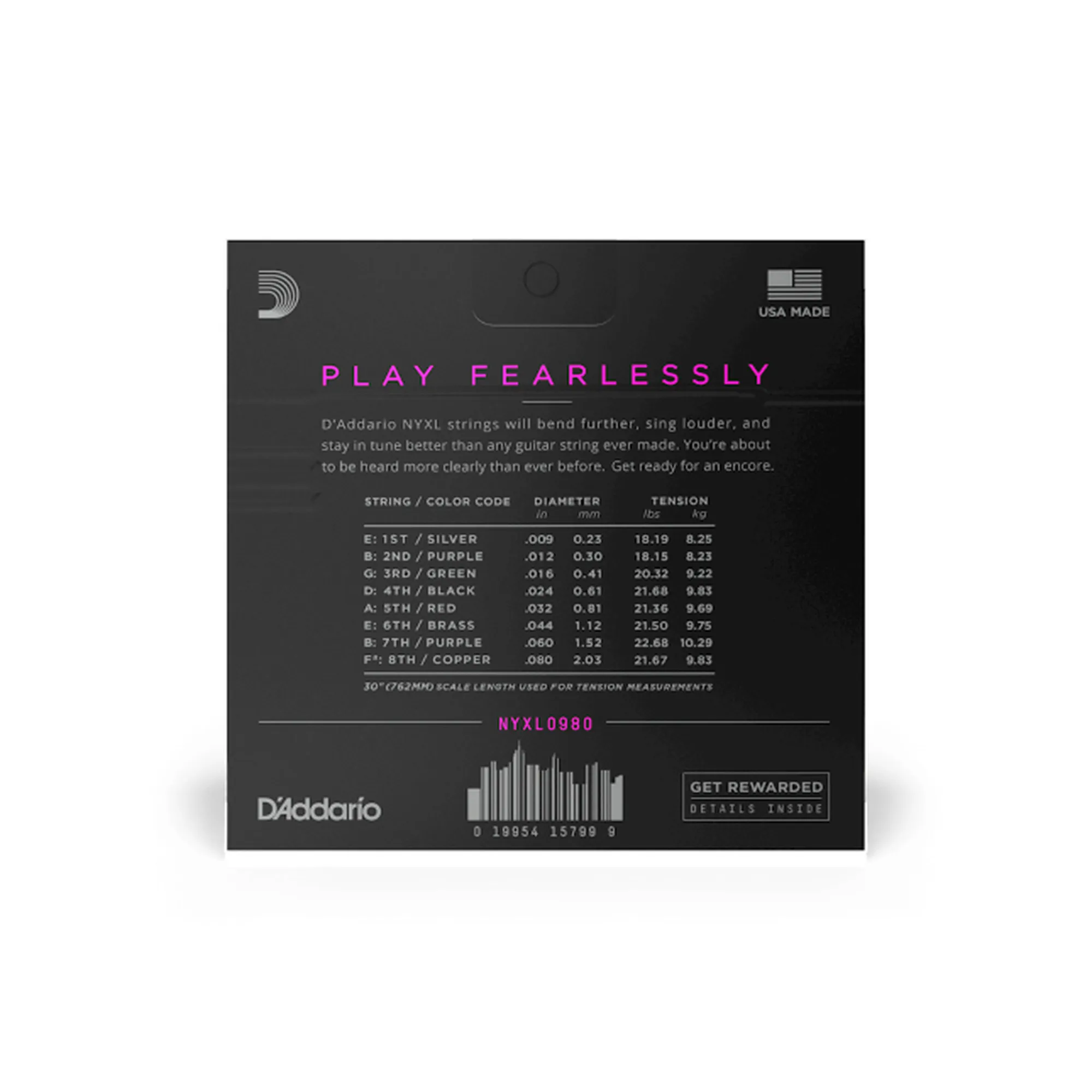 D´Addario NYXL0980 8-String Super Light