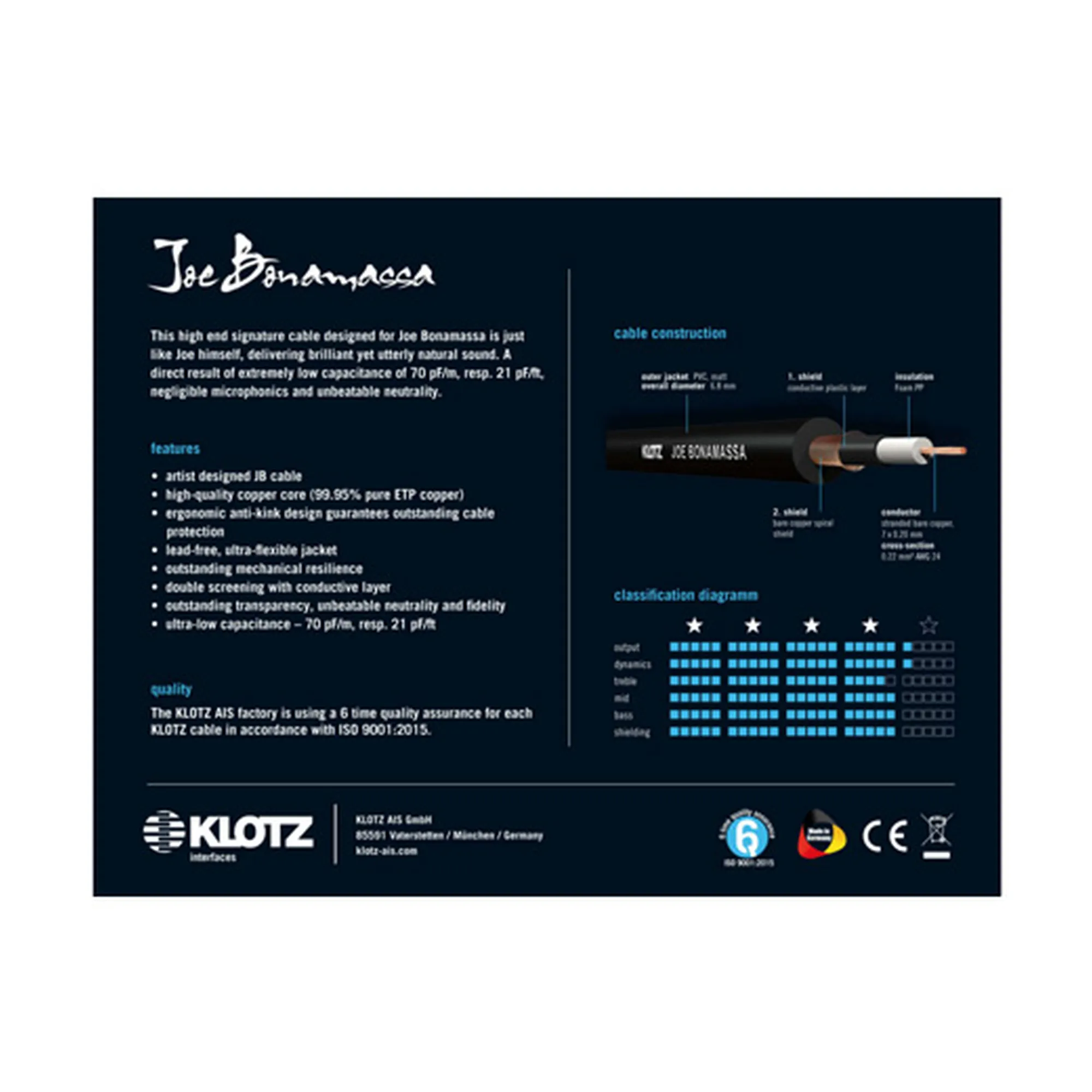 Klotz JBNRSP090 Joe Bonamassa Silent