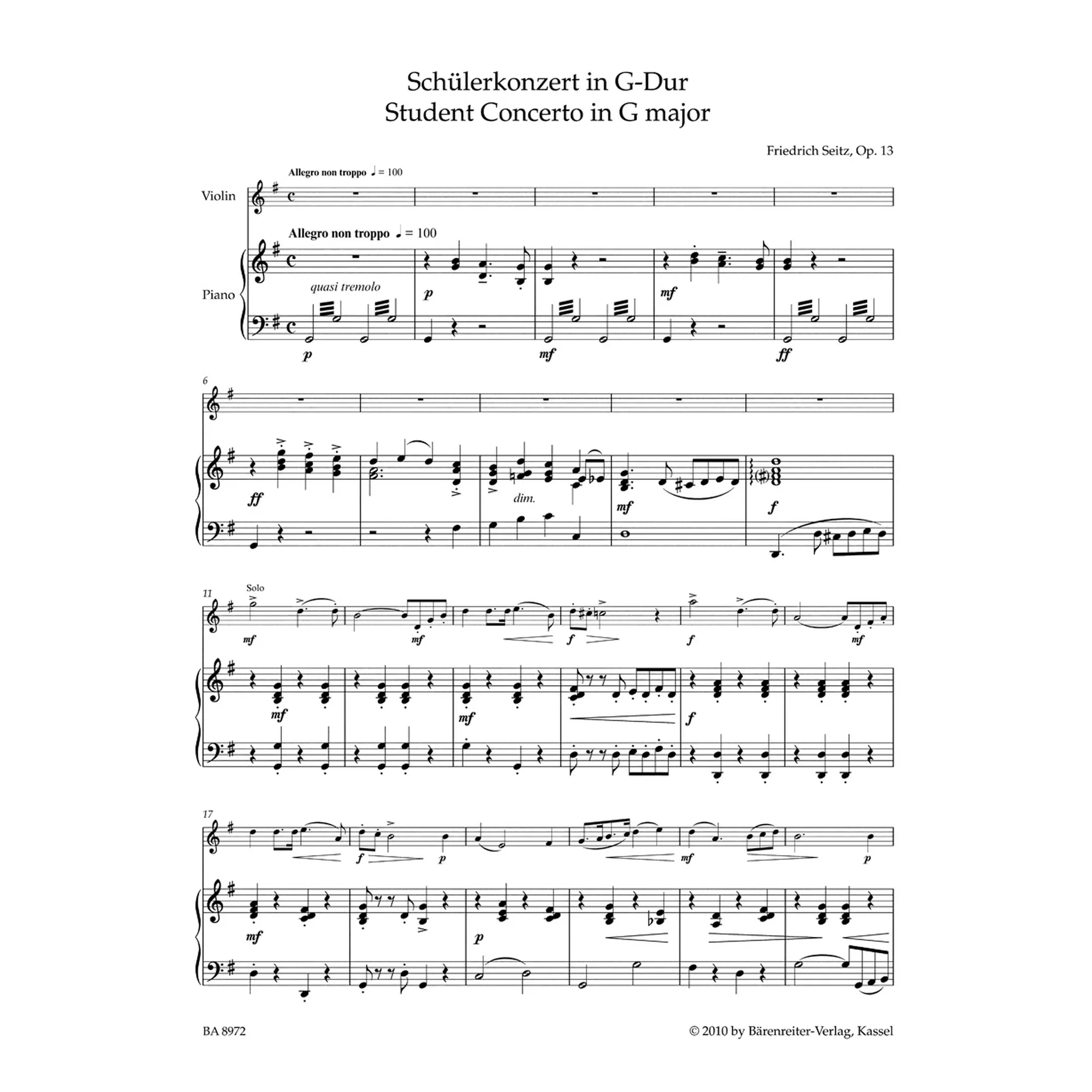 Schülerkonzert G-Dur op. 13/2