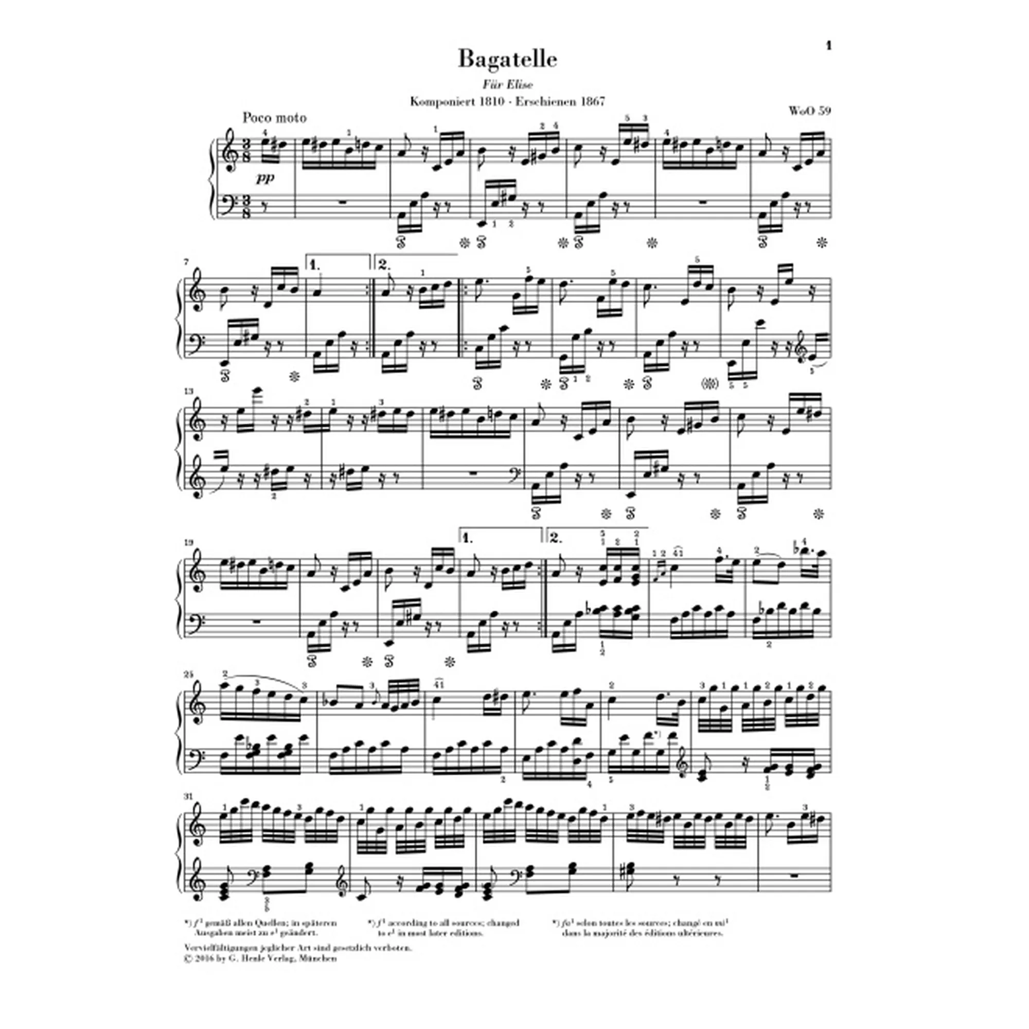Für Elise - Bagatelle a-moll WoO 59