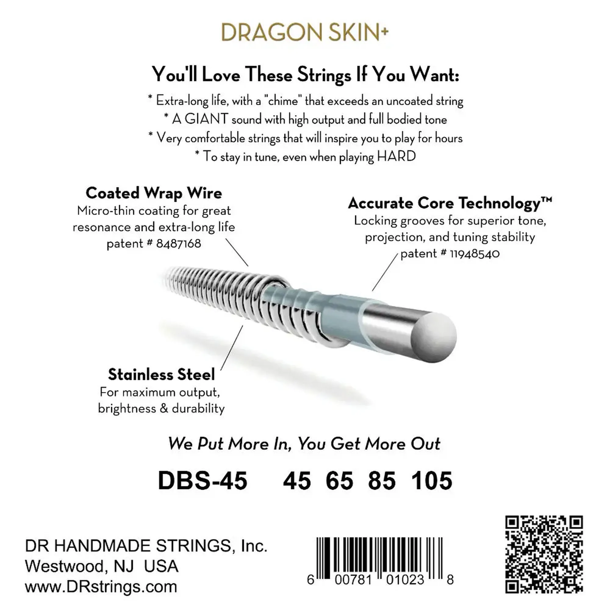 DR Strings DBS-45 Dragon Skin+ Coated