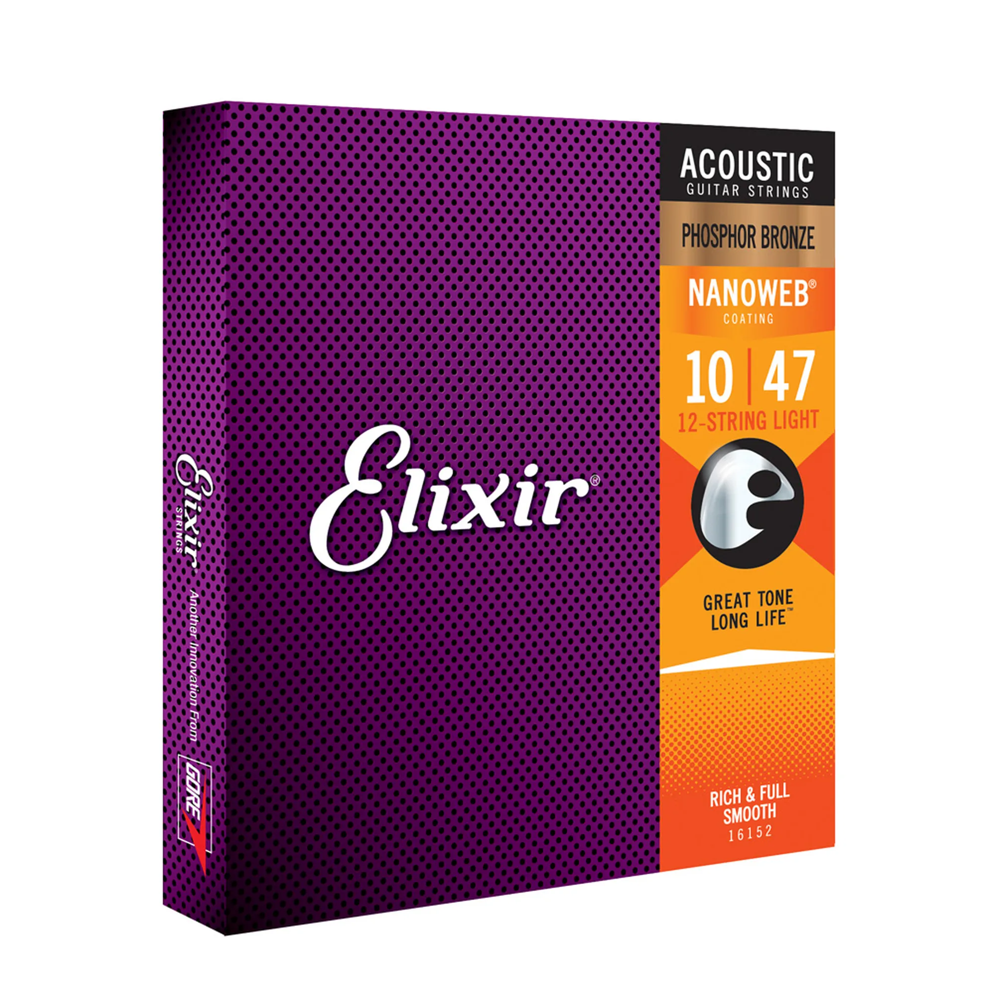 Elixir 16152 Nanoweb Phosphor 12-String Light
