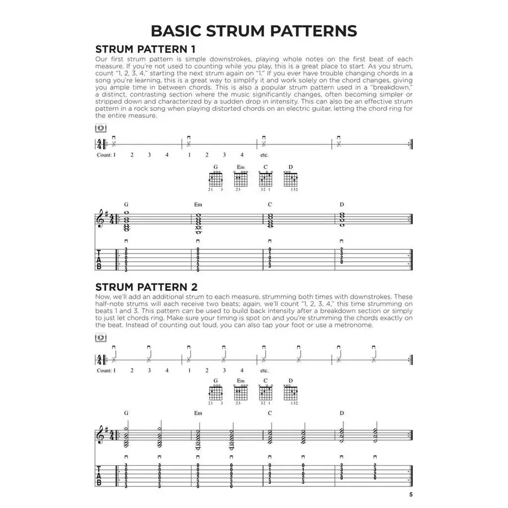 First 50 Strum Patterns You Should Play on Guitar (+Online-Video)