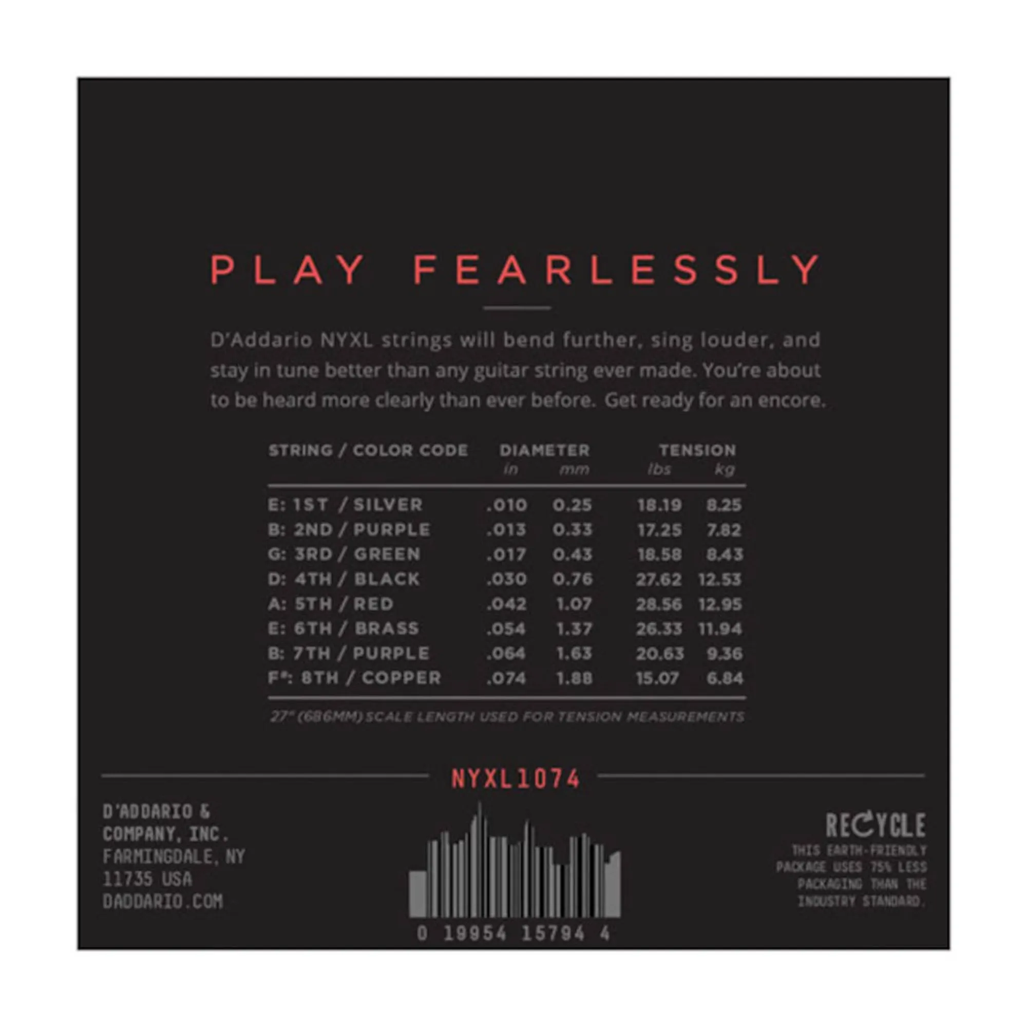 D´Addario NYXL1074 8-String Light Top/Heavy Bottom