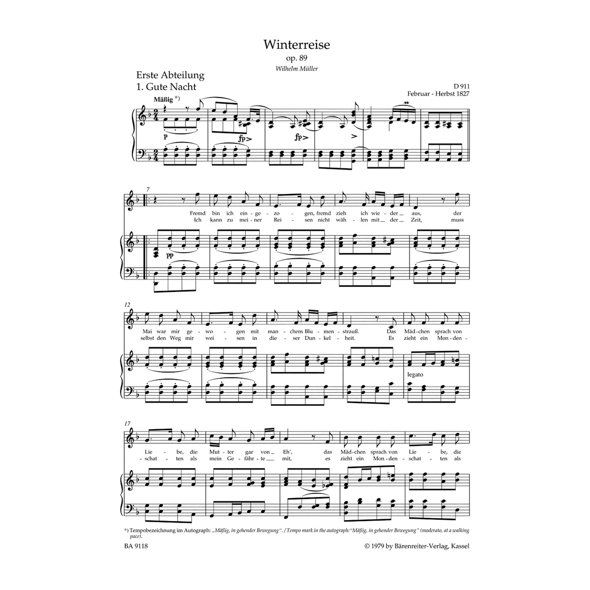 Winterreise op. 89 D911