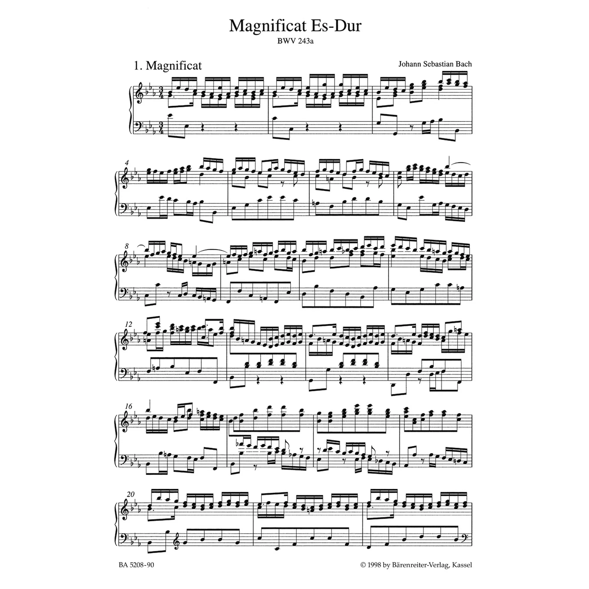 Magnificat Es-Dur BWV 243A