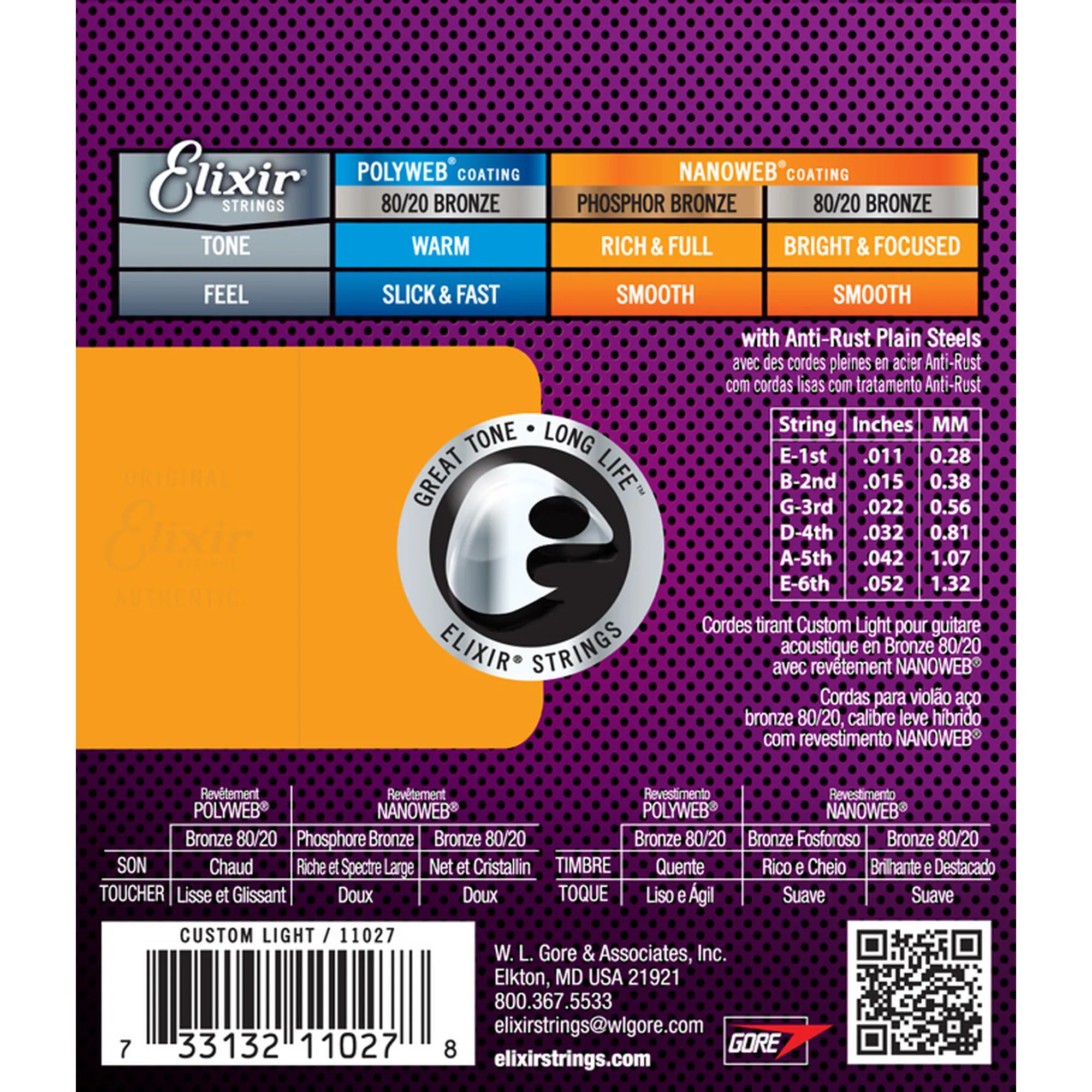 Elixir 11027 Nanoweb 80/20 Custom Light