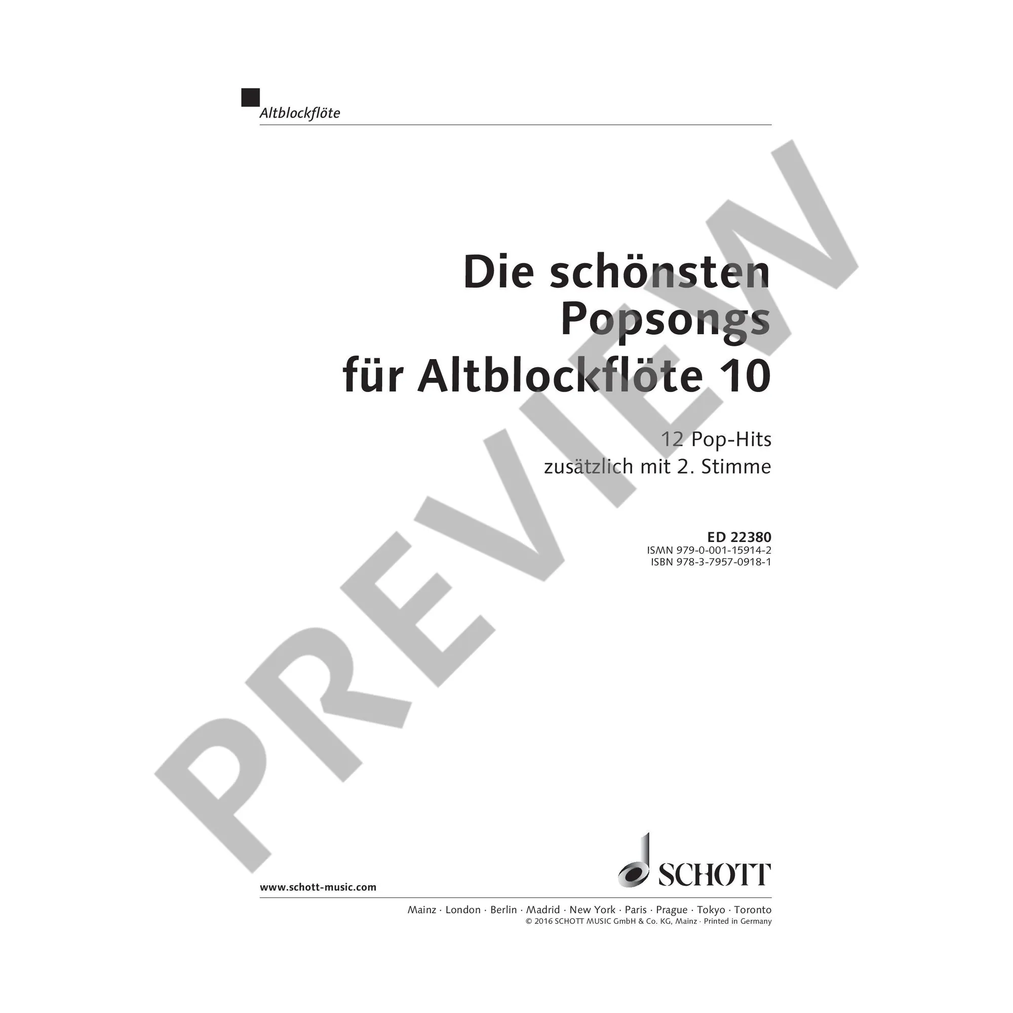 Die schönsten Popsongs für Altblockflöte 10