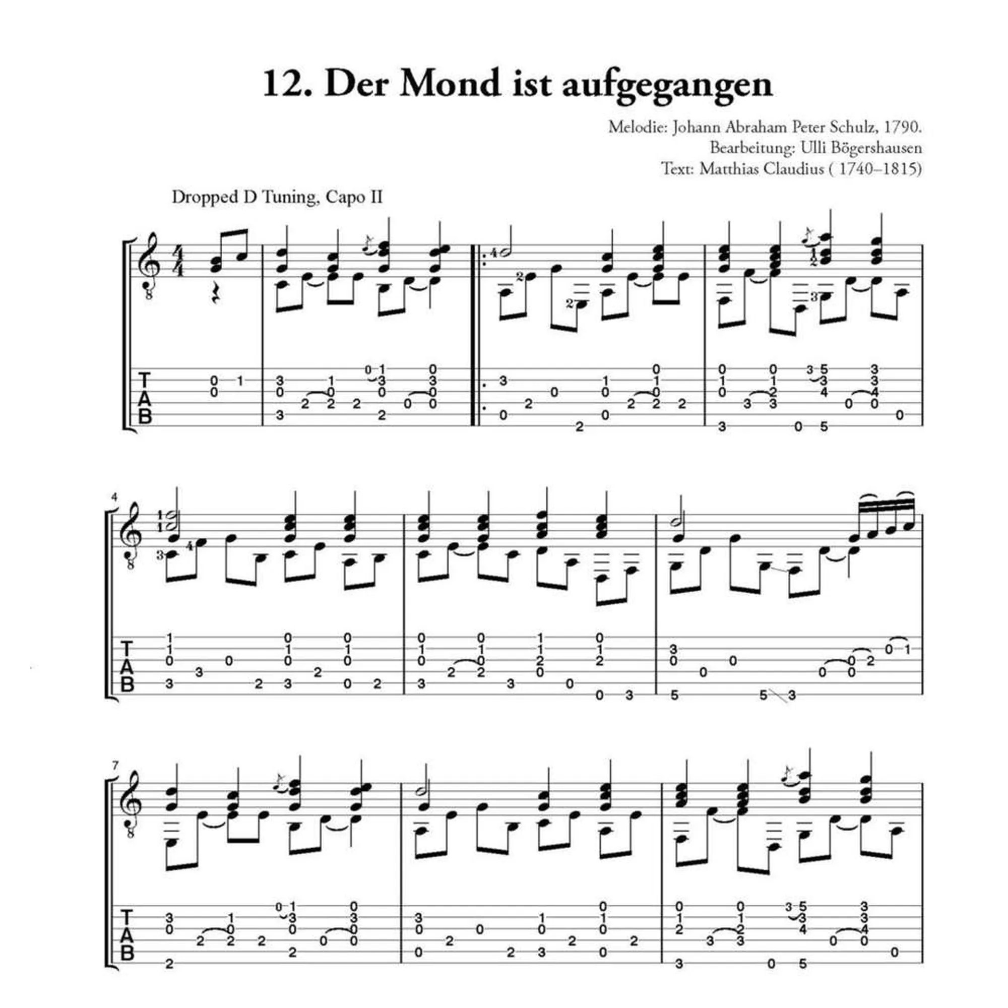 Deutsche Volkslieder für Fingerstyle Guitar