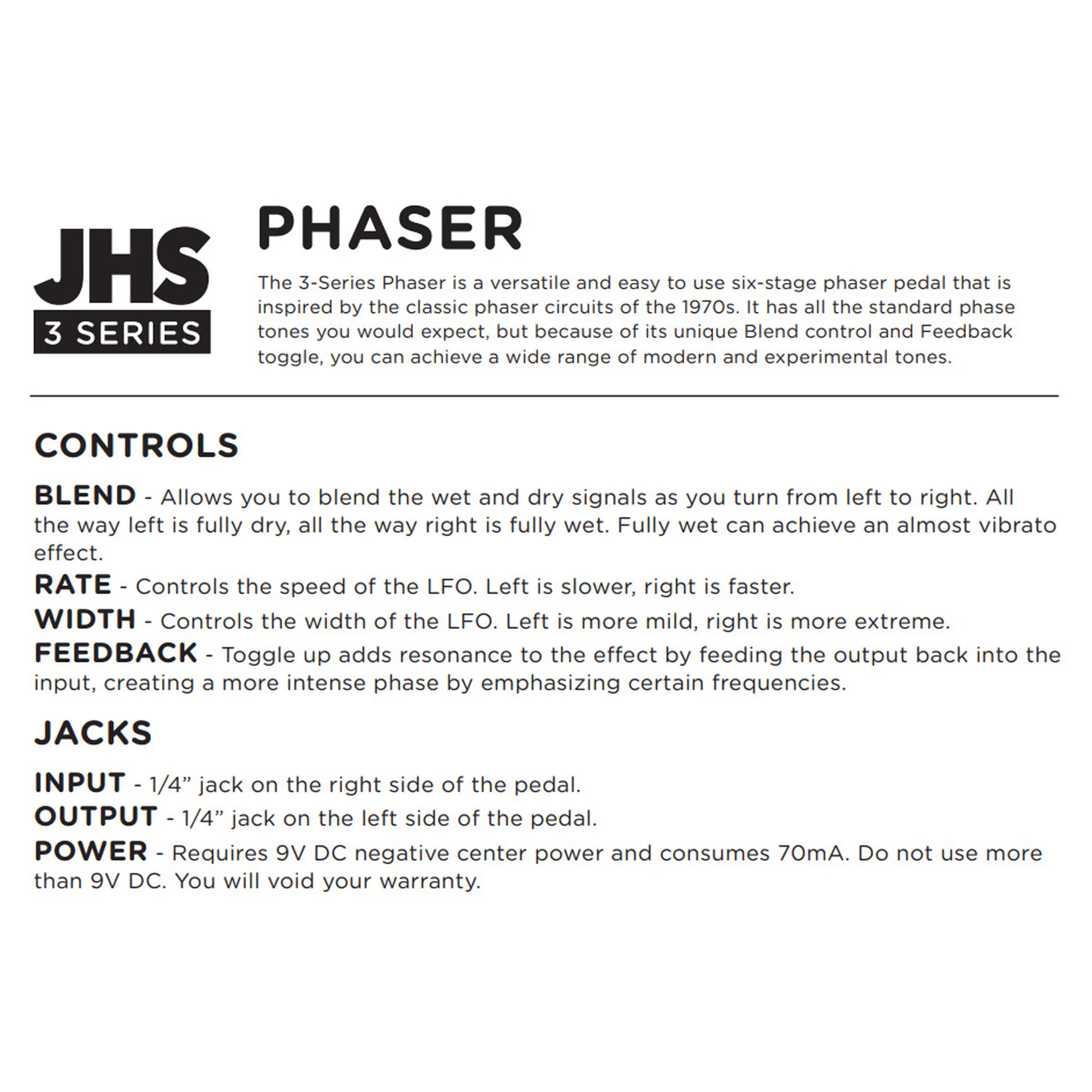 JHS Pedals 3 Series Phaser