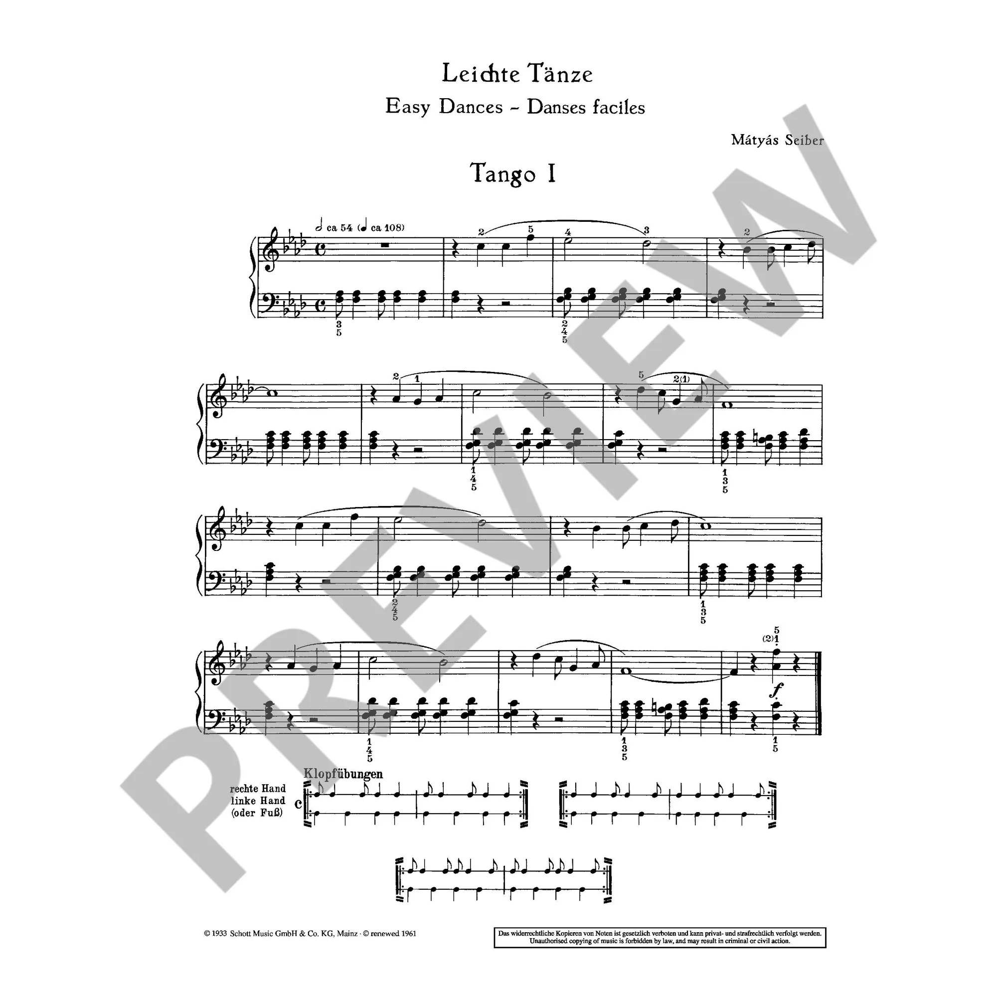 Leichte Tänze für Klavier 1