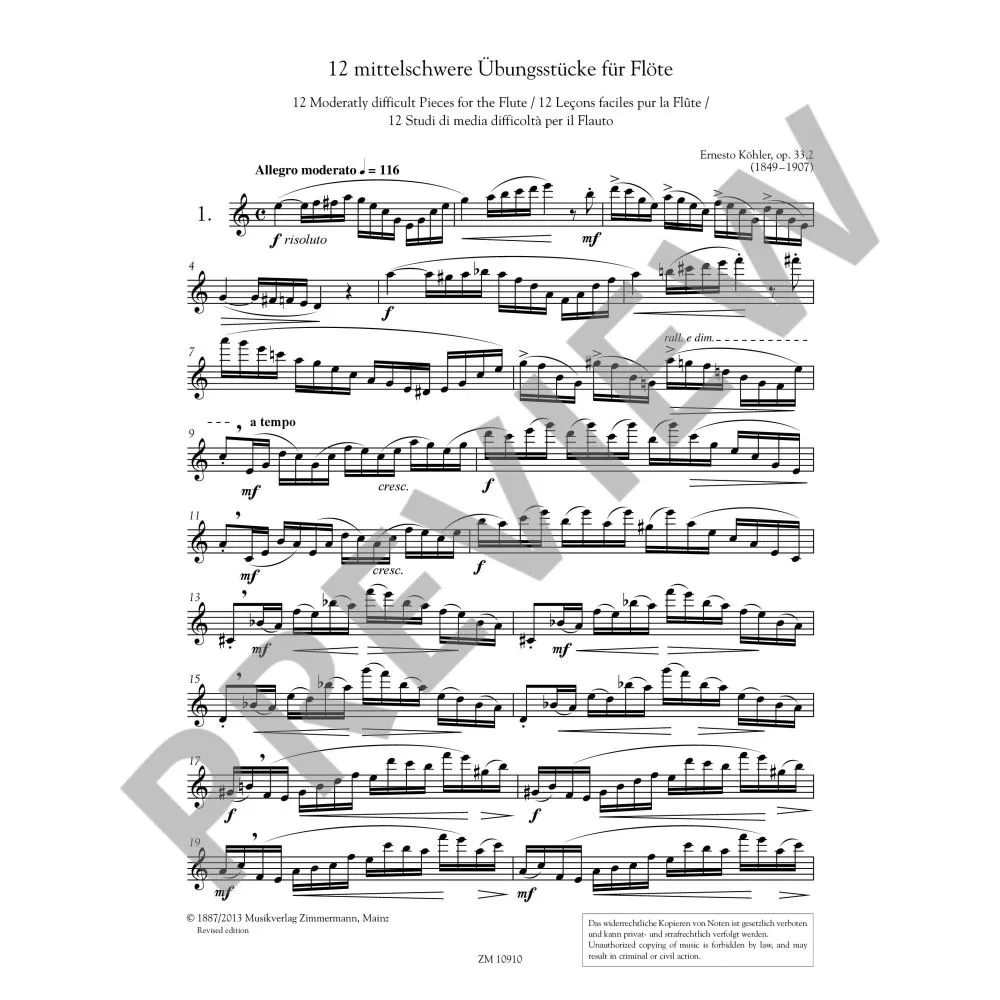 Der Fortschritt im Flötenspiel op.33 Heft 2