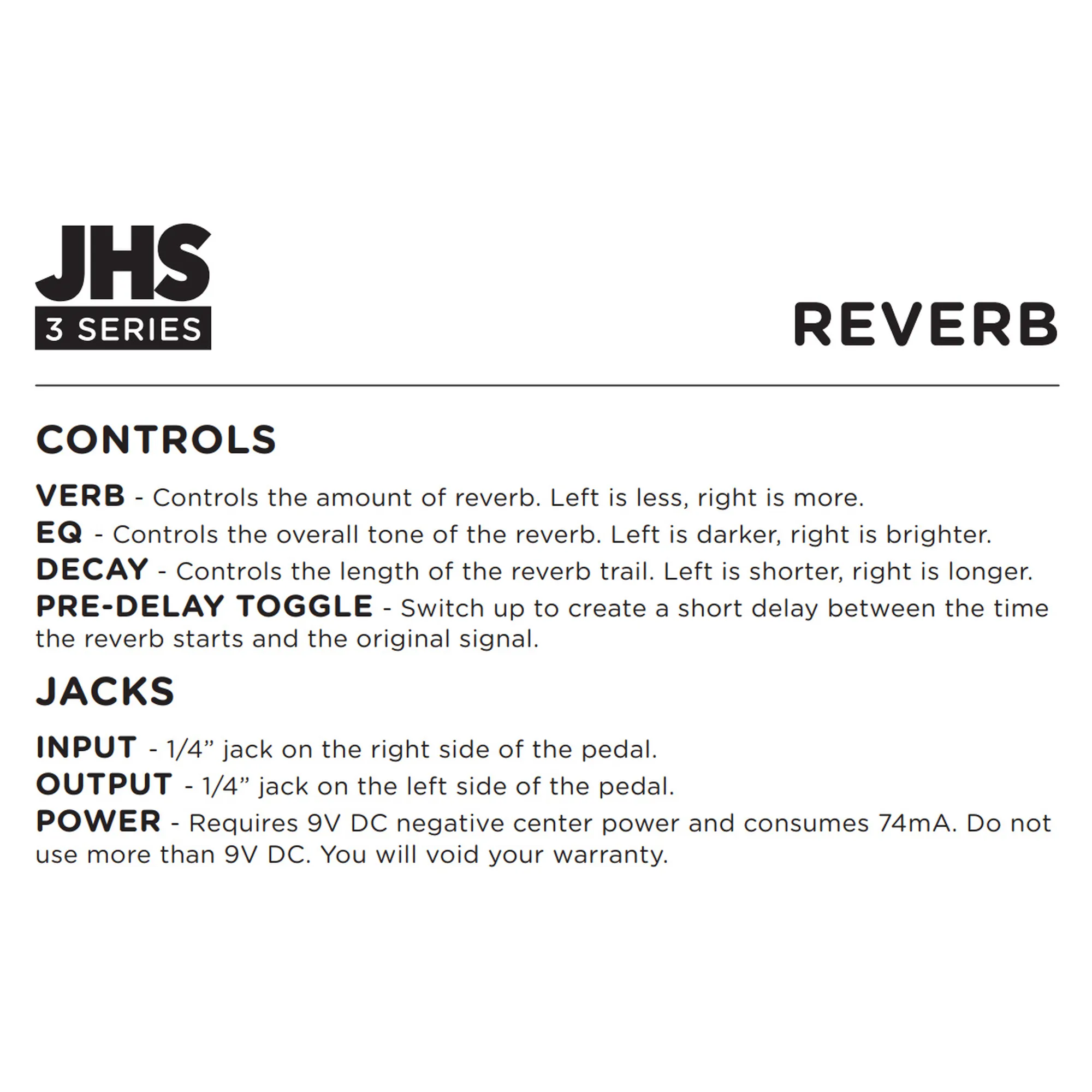 JHS Pedals 3 Series Reverb