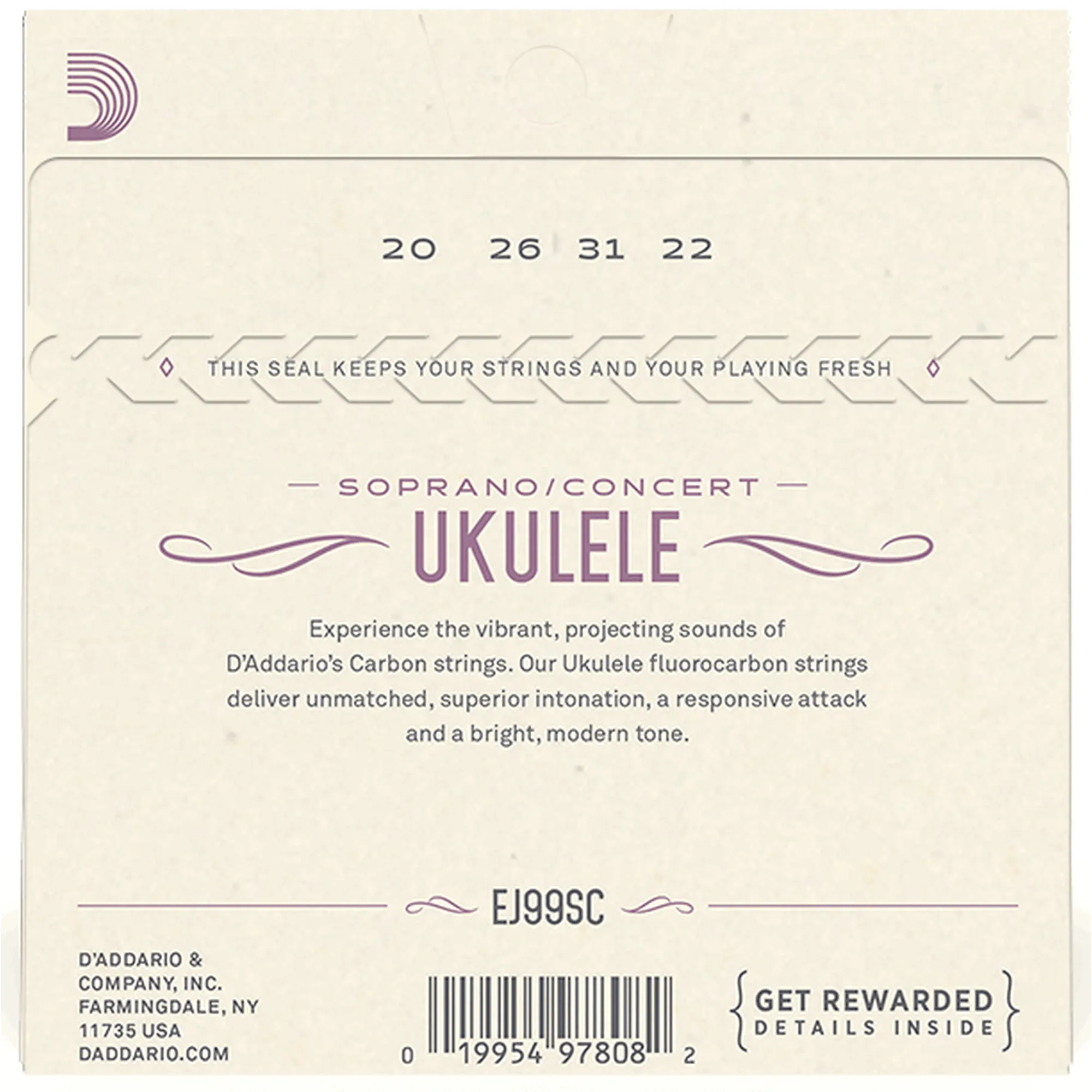 D'Addario EJ99SC Sopran/Concert Ukulele