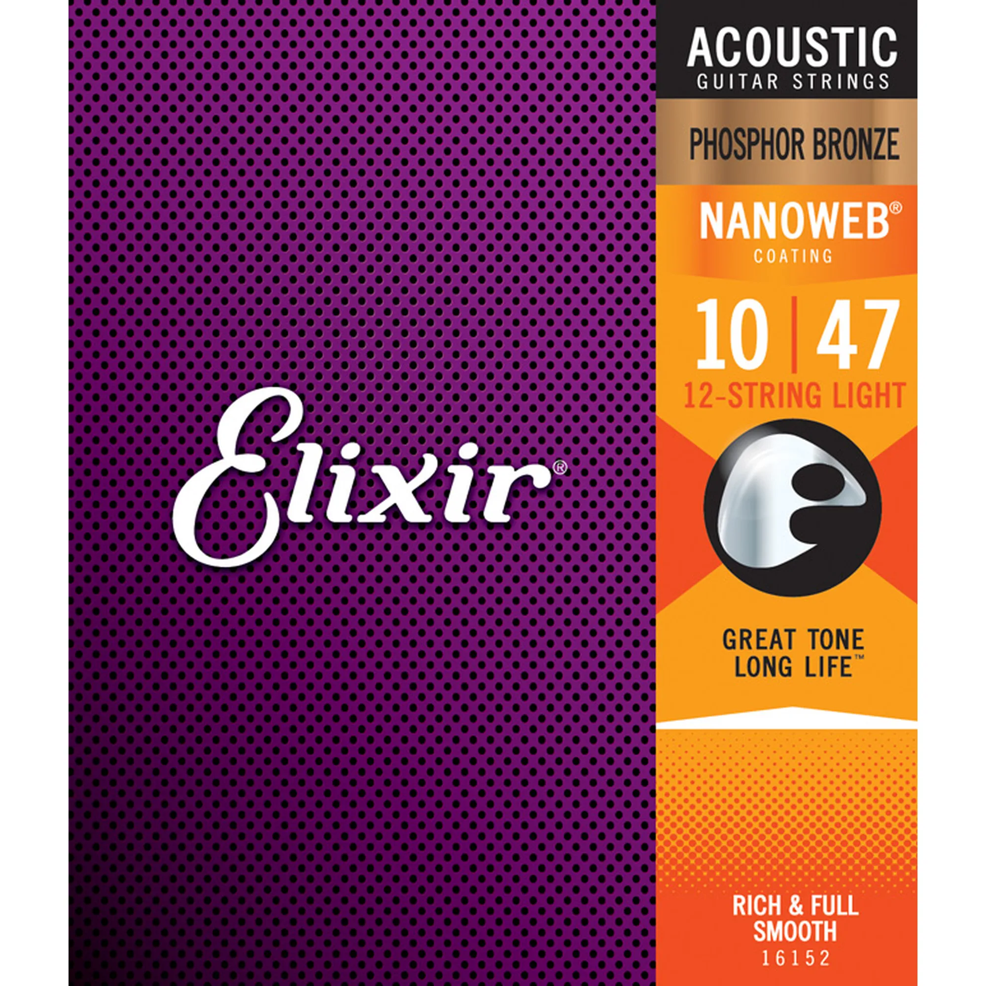 Elixir 16152 Nanoweb Phosphor 12-String Light
