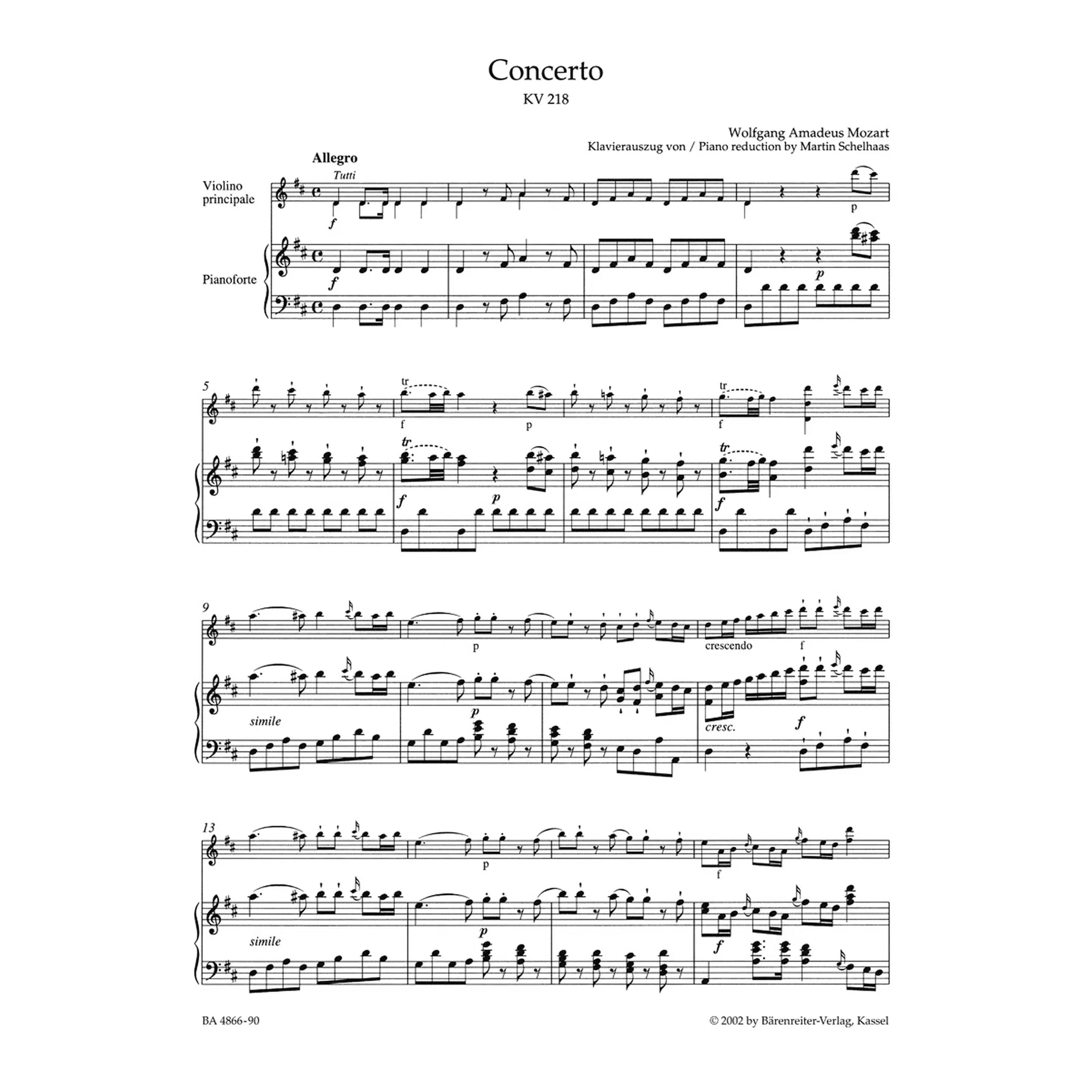 Konzert Nr.4 D-Dur KV 218