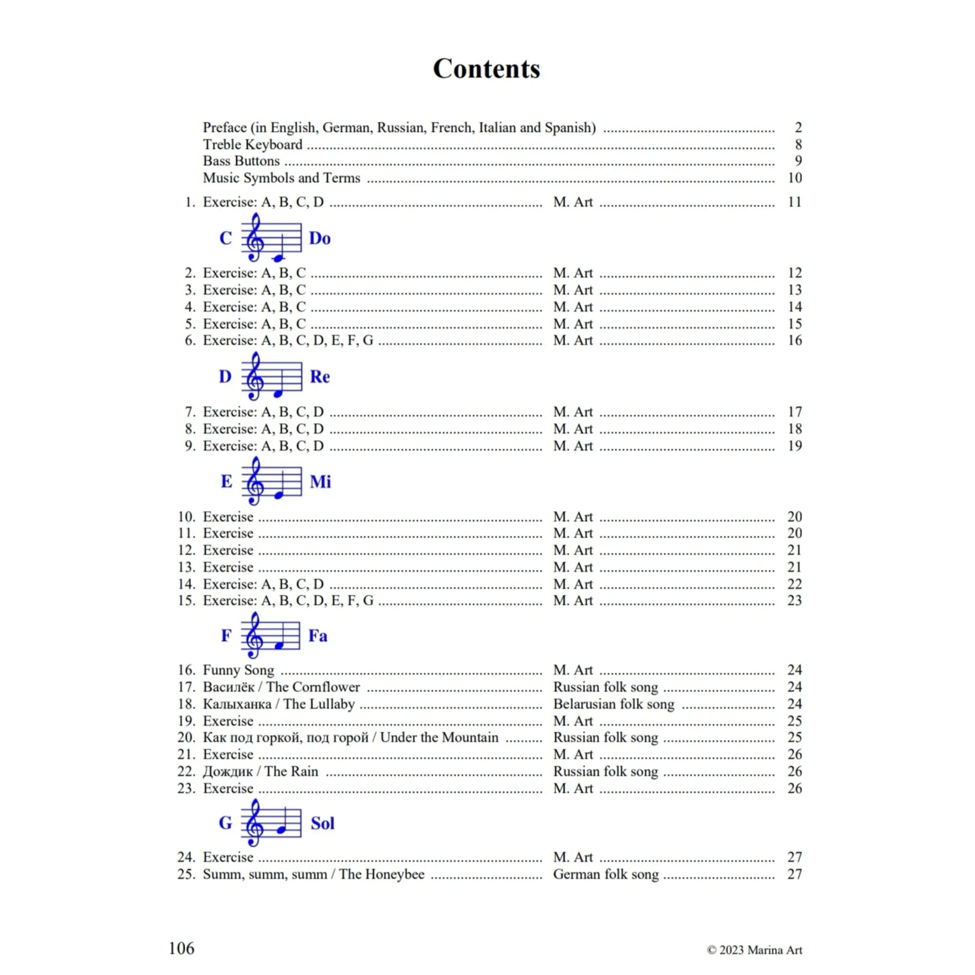 Piano Accordion Book Vol.1: Musical Pieces and Exercices