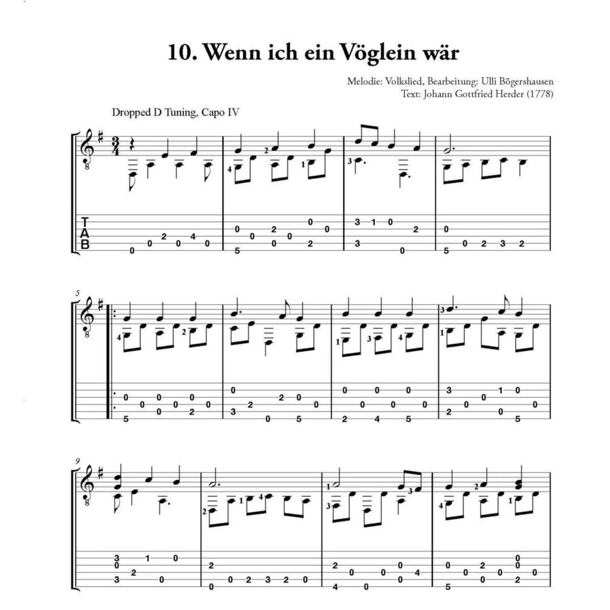 Deutsche Volkslieder für Fingerstyle Guitar