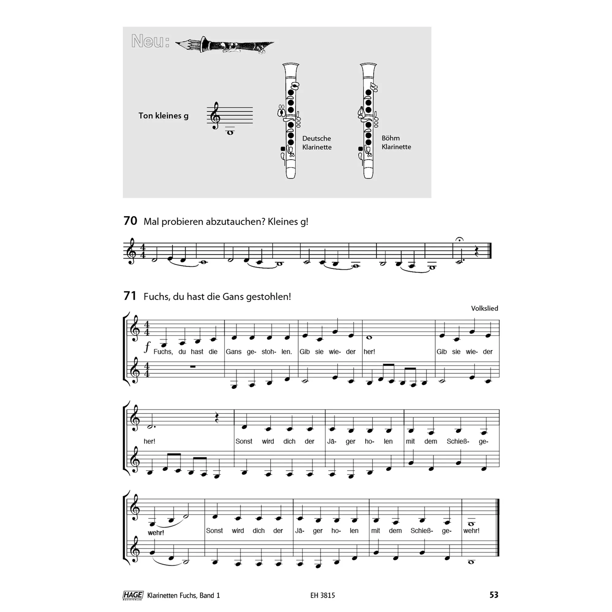 Klarinetten Fuchs Band 1