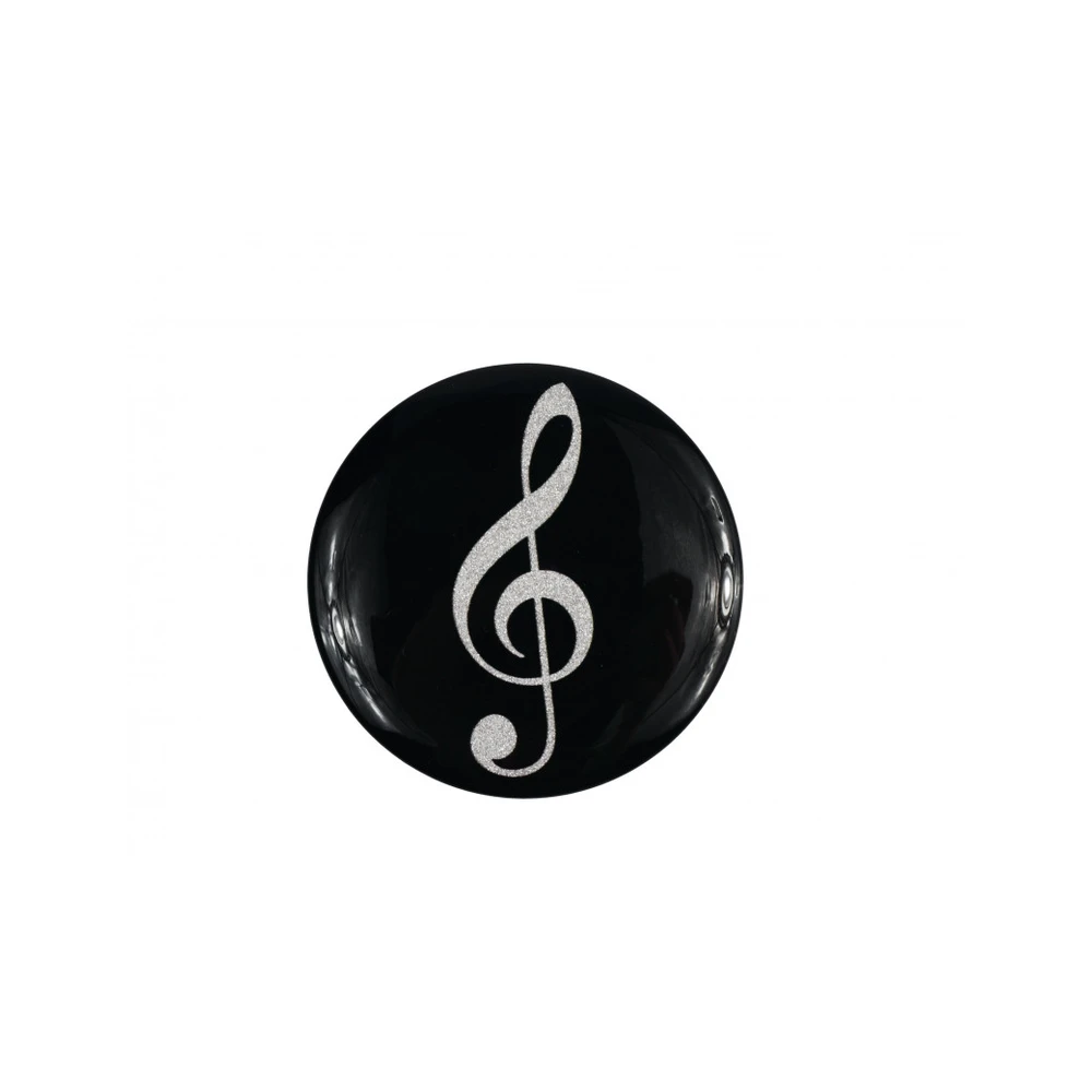 agifty Magnet Button: Violinschlüssel Silber Glitter