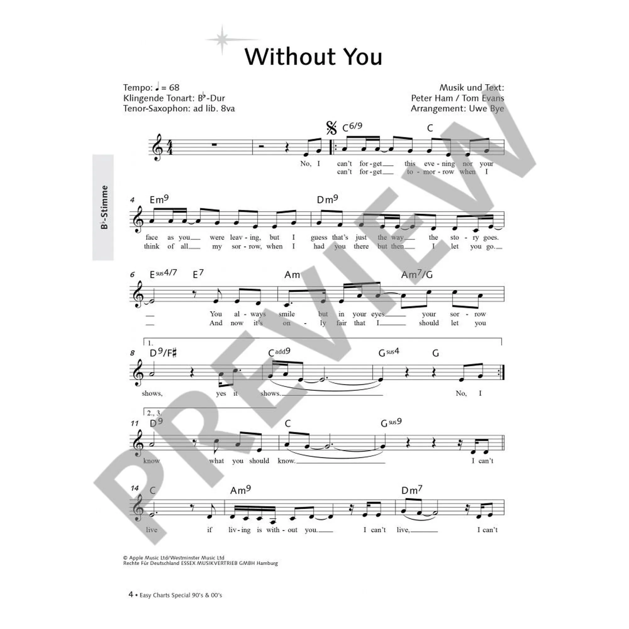 Easy Charts Playalong Sonderband - Special 90's & 00's