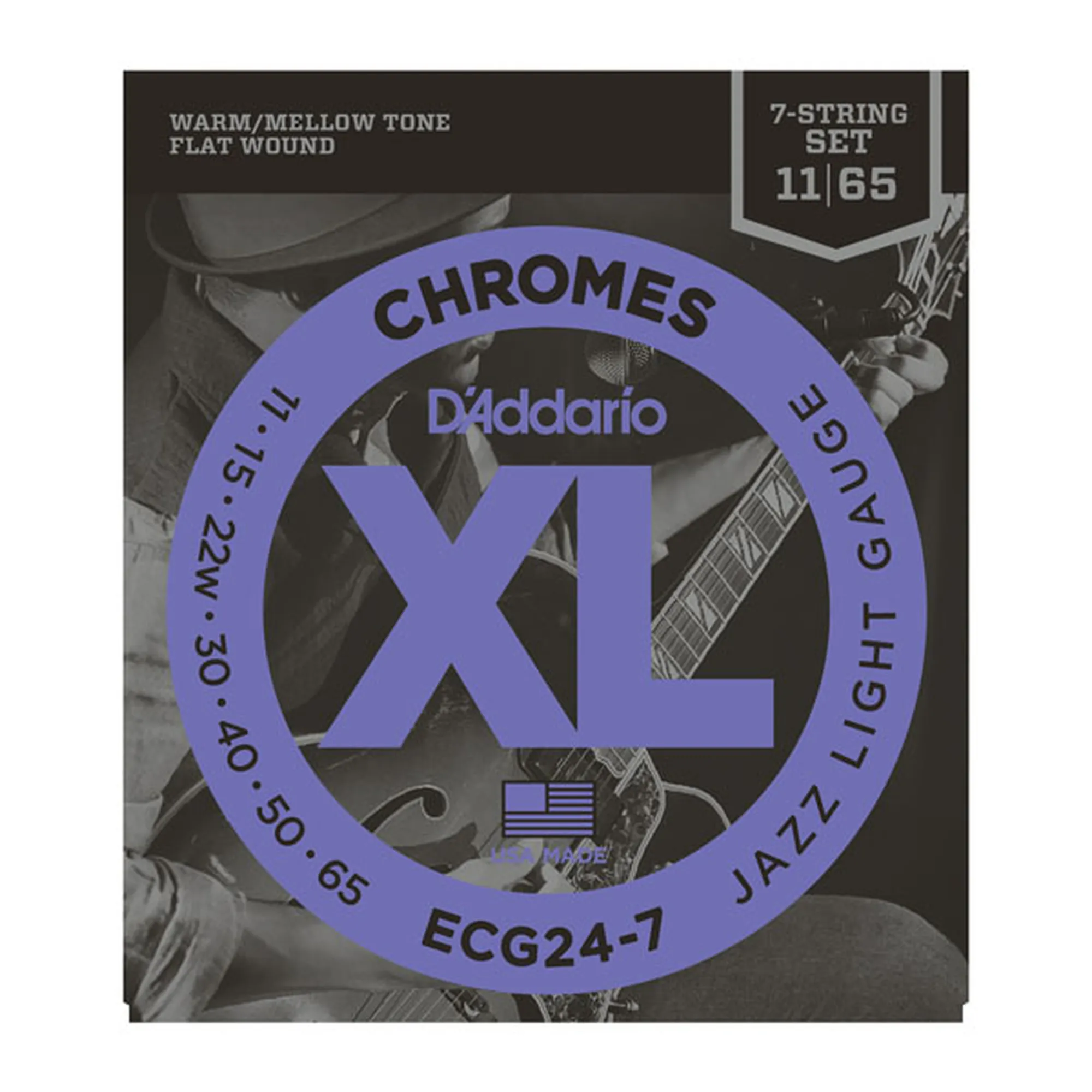 D´Addario ECG24-7 Flat Wound Jazz Light 7-String
