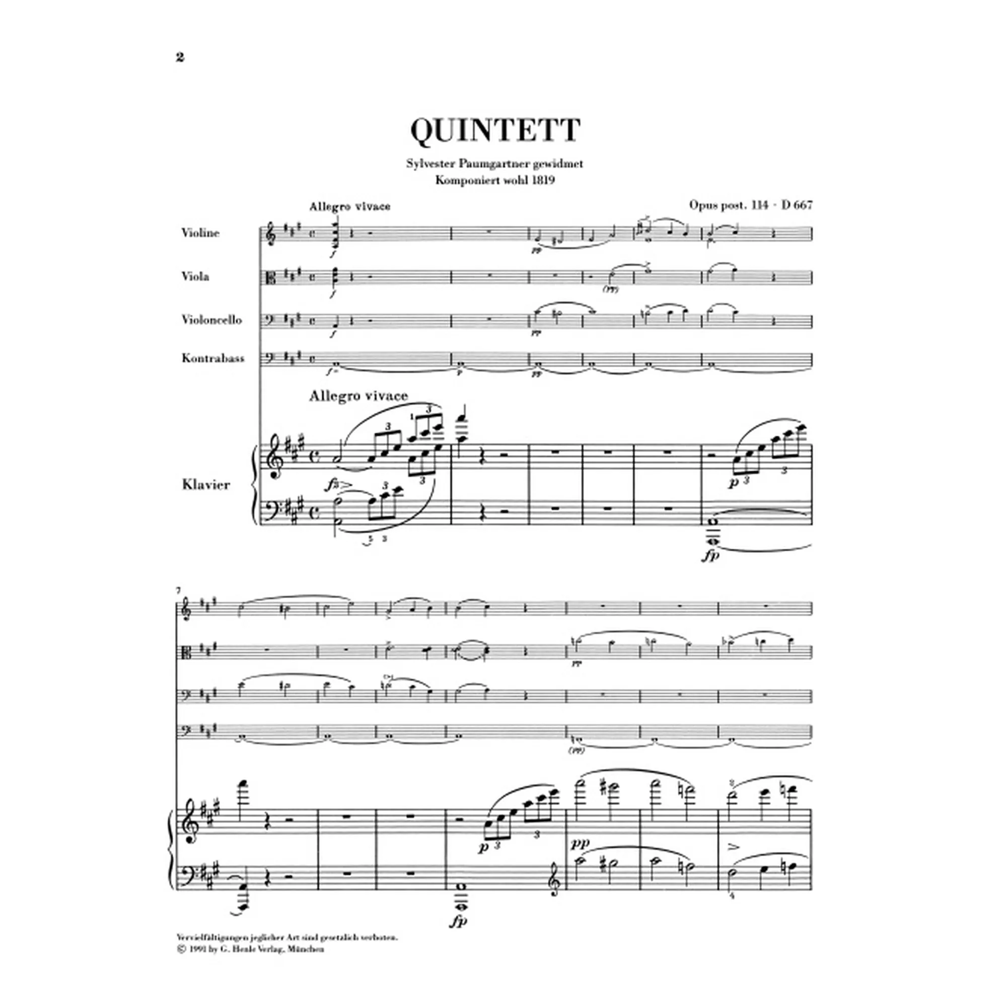 Quintett A-Dur op 114 D 667