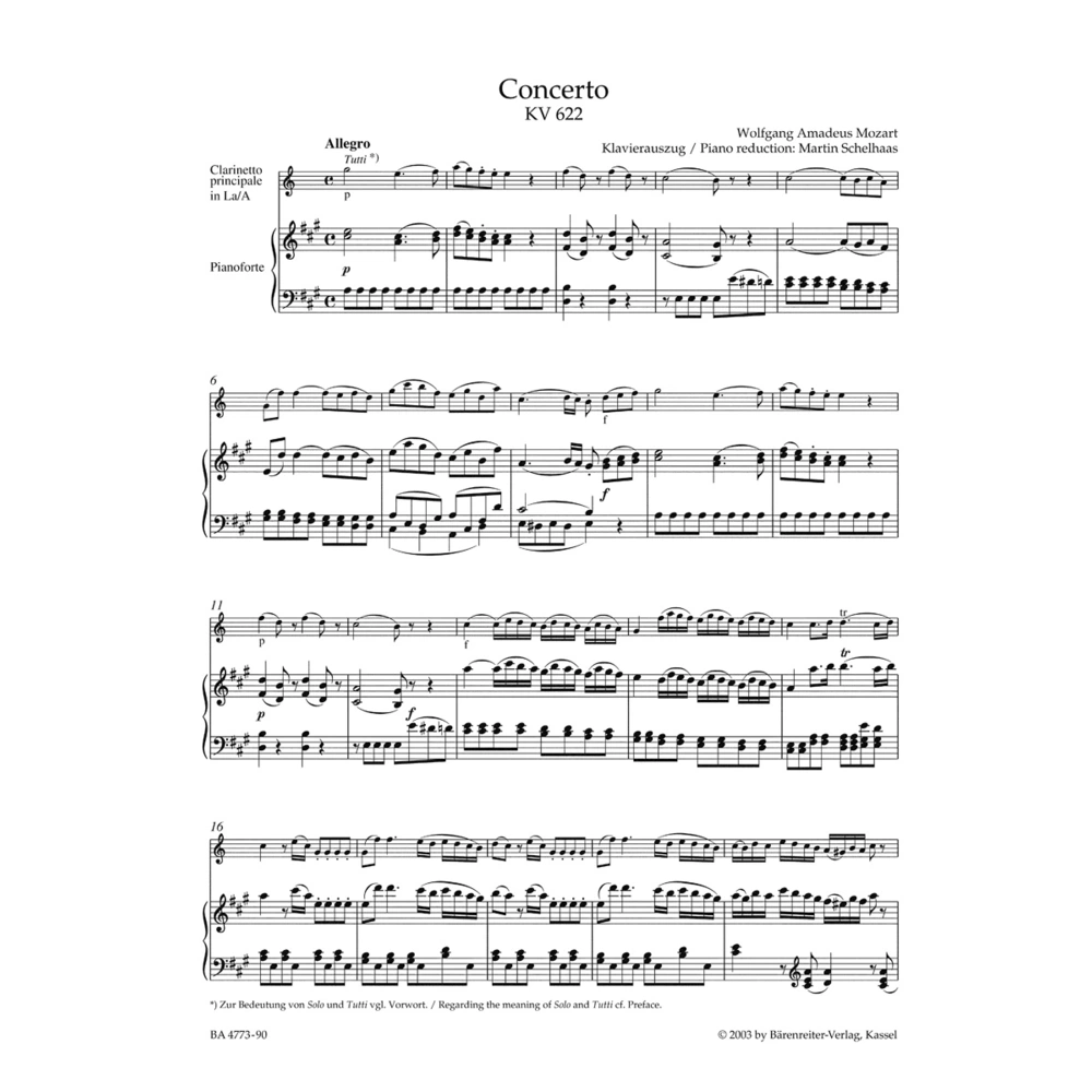 Konzert A-Dur KV 622 - Klar Orch