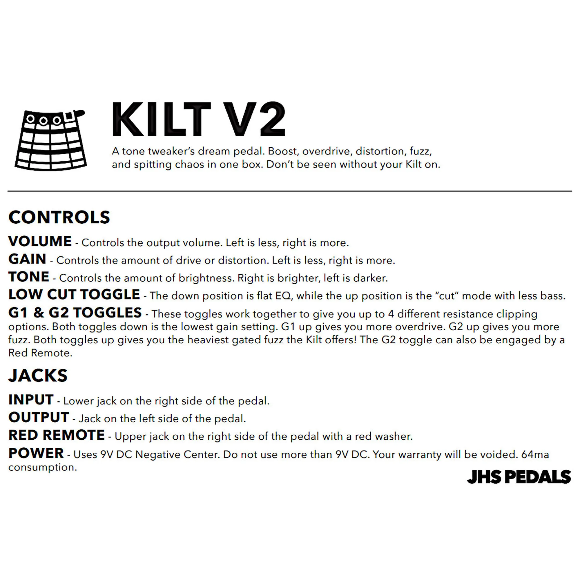 JHS Pedals Kilt V2