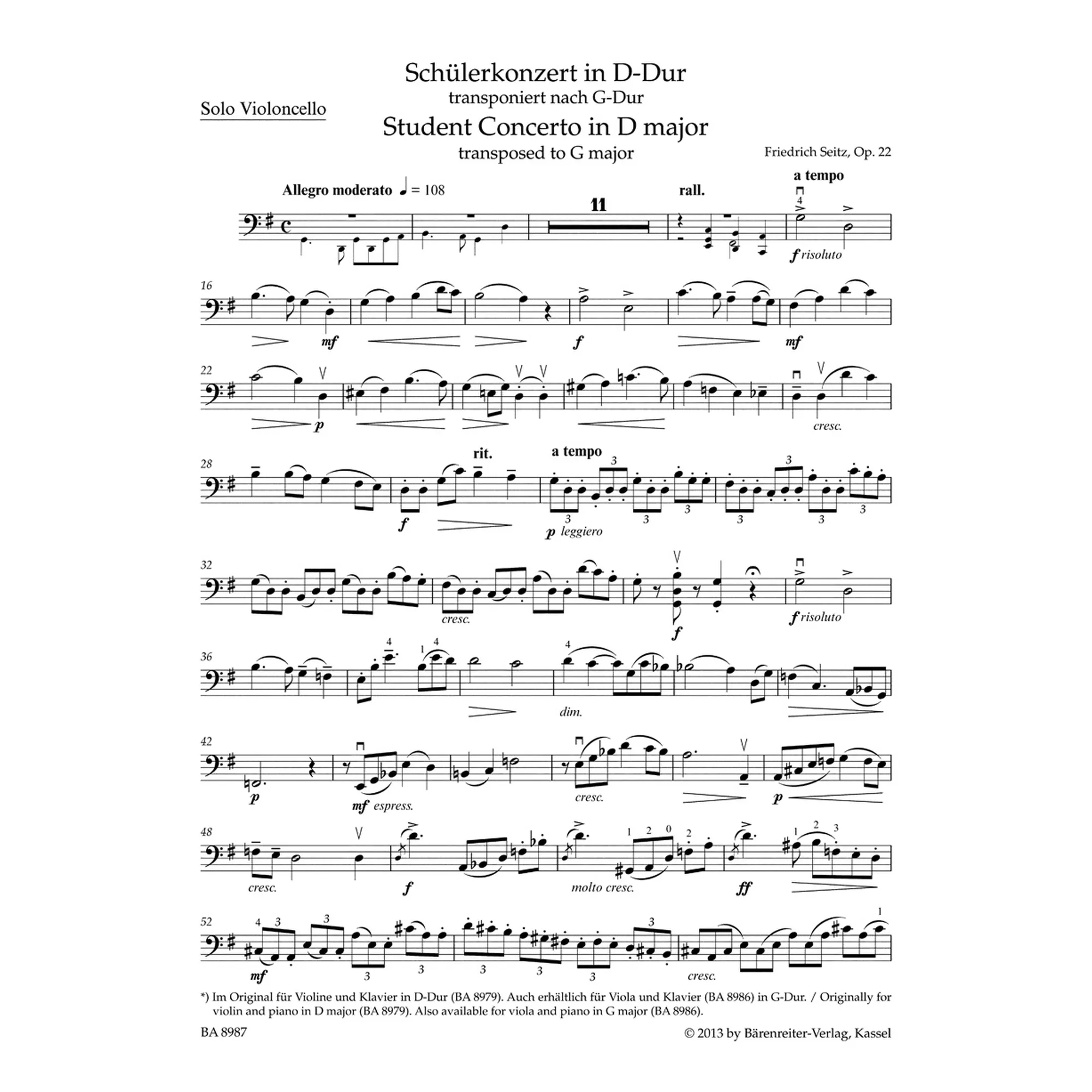 Schülerkonzert G-Dur op. 22