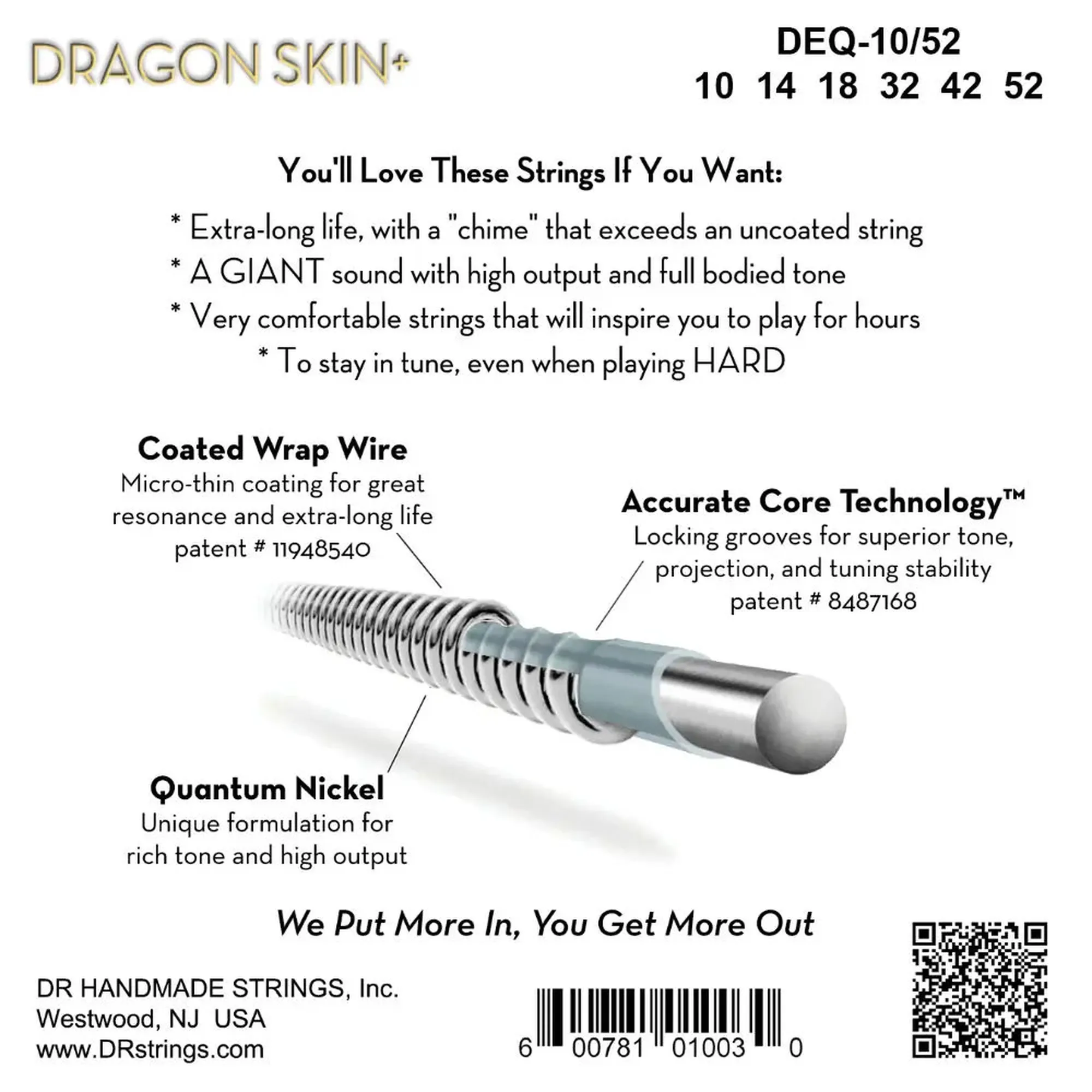 DR Strings DEQ-10/52 Dragon Skin+ Quantum