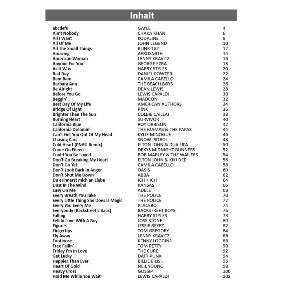 100 Popsongs für Ukulele