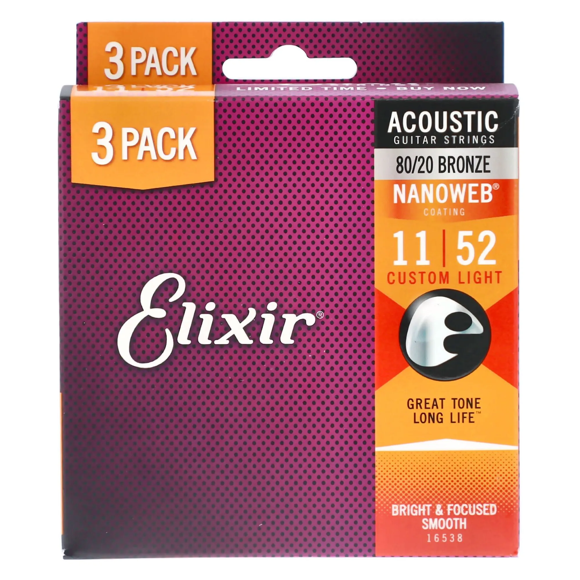 Elixir Nanoweb 80/20 Custom Light 3-Pack