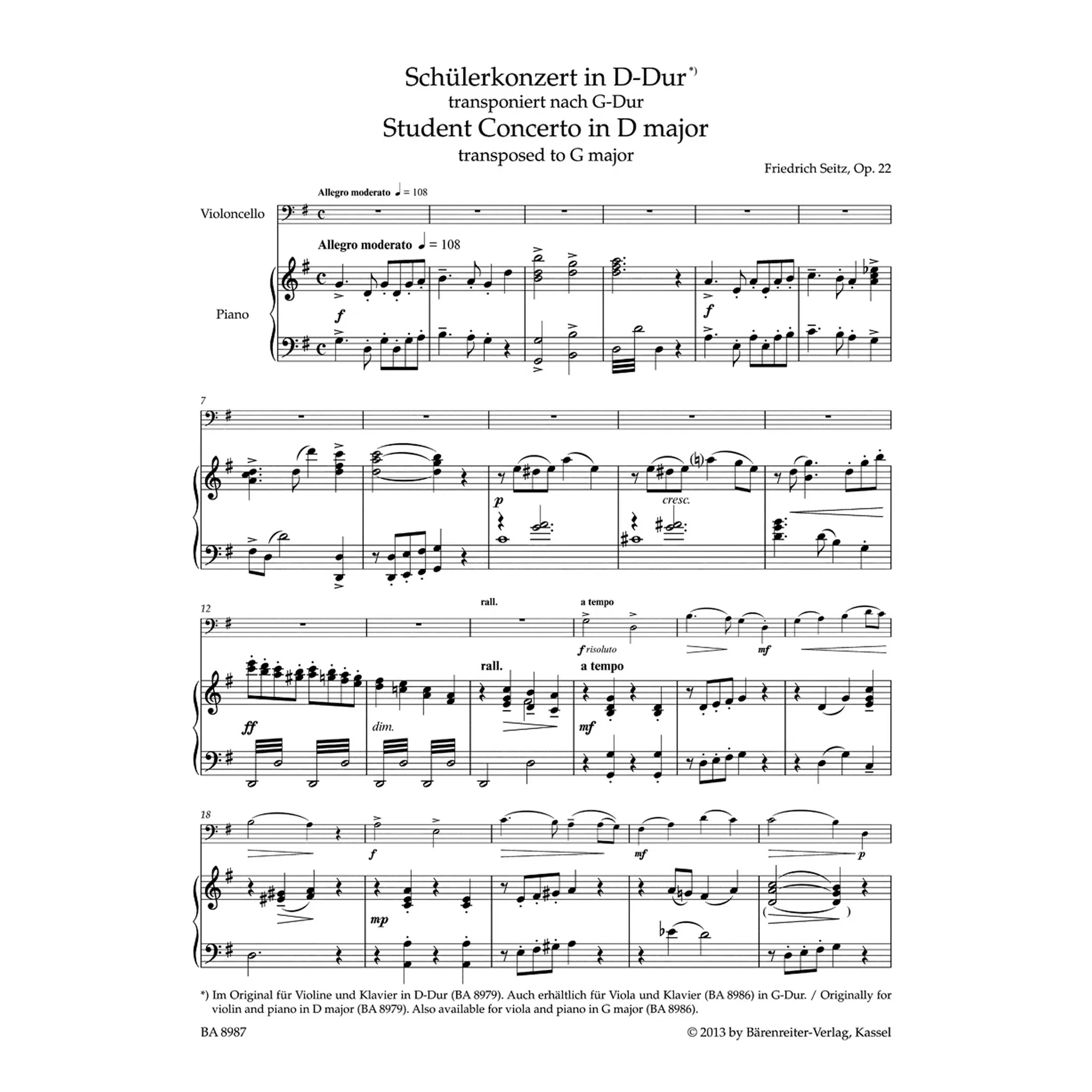 Schülerkonzert G-Dur op. 22