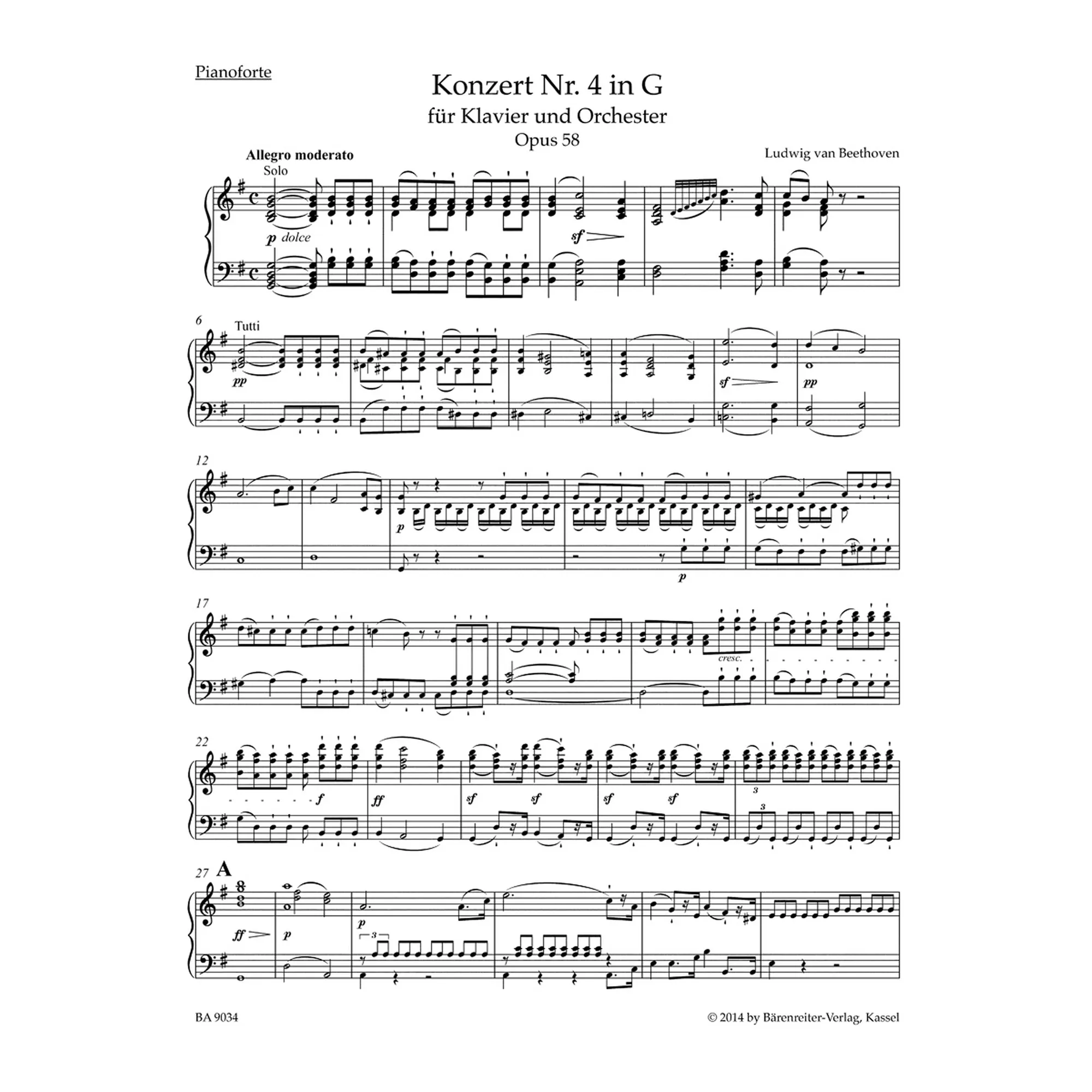 Beethoven Klavierkonzert Op 58