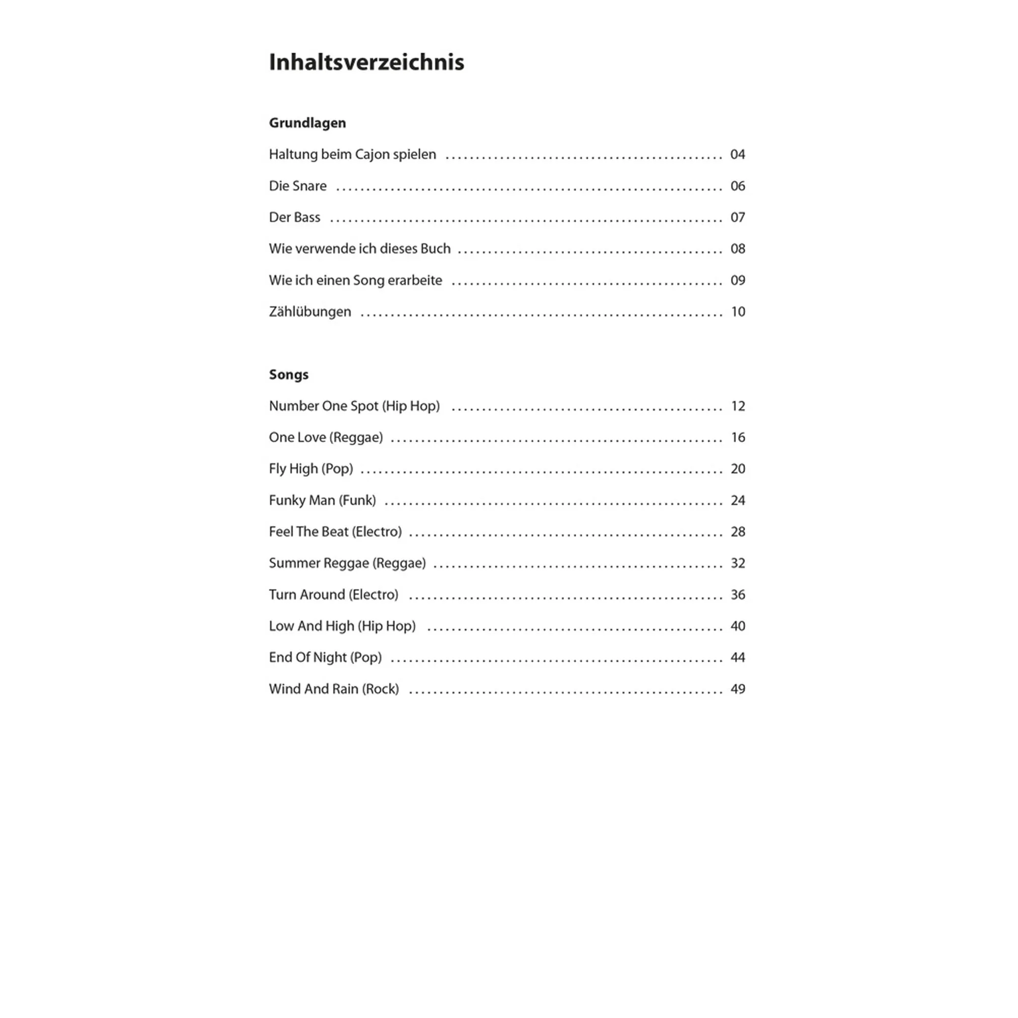 Erlebnis Cajon - Songbook
