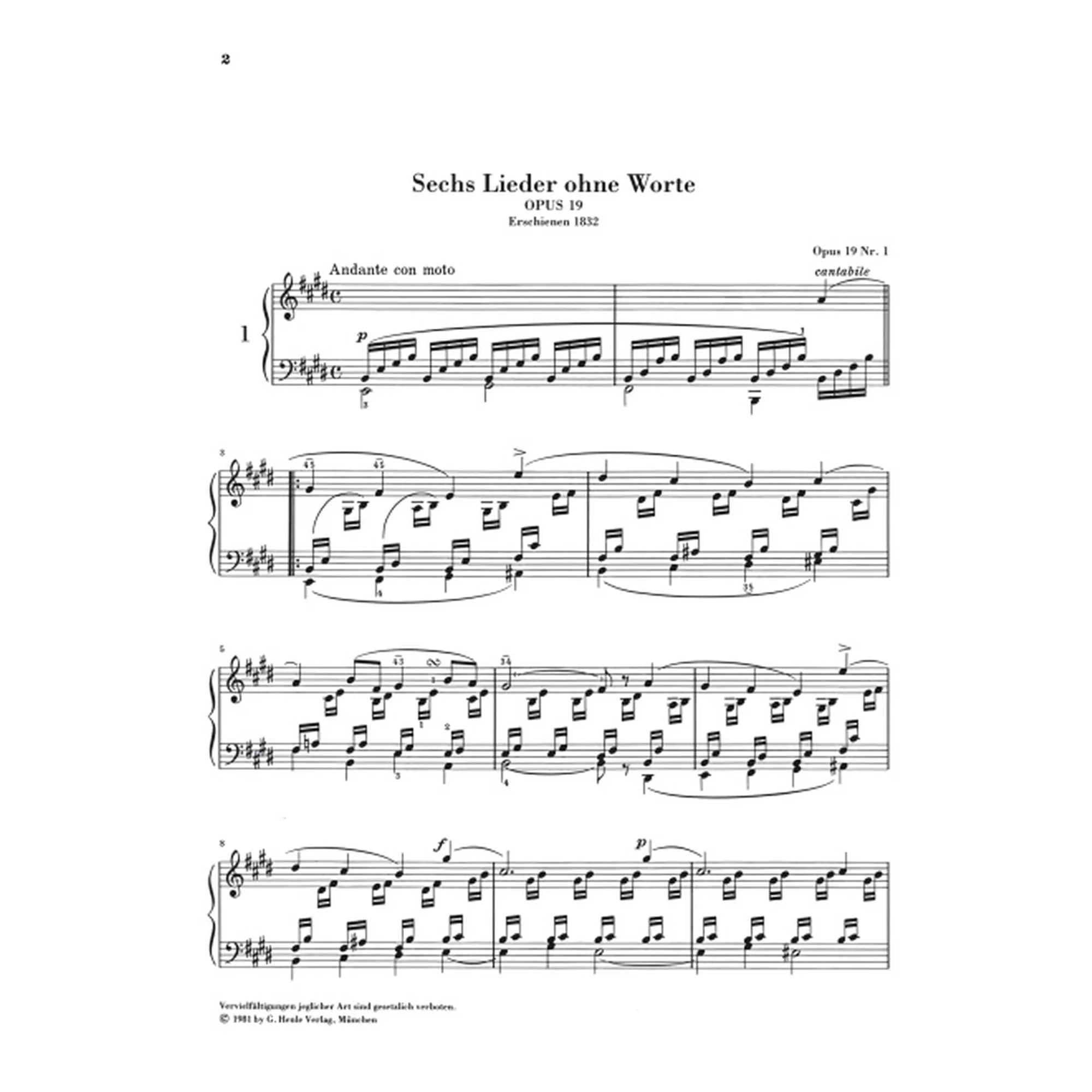 Klavierwerke Band 3 - Lieder ohne Worte
