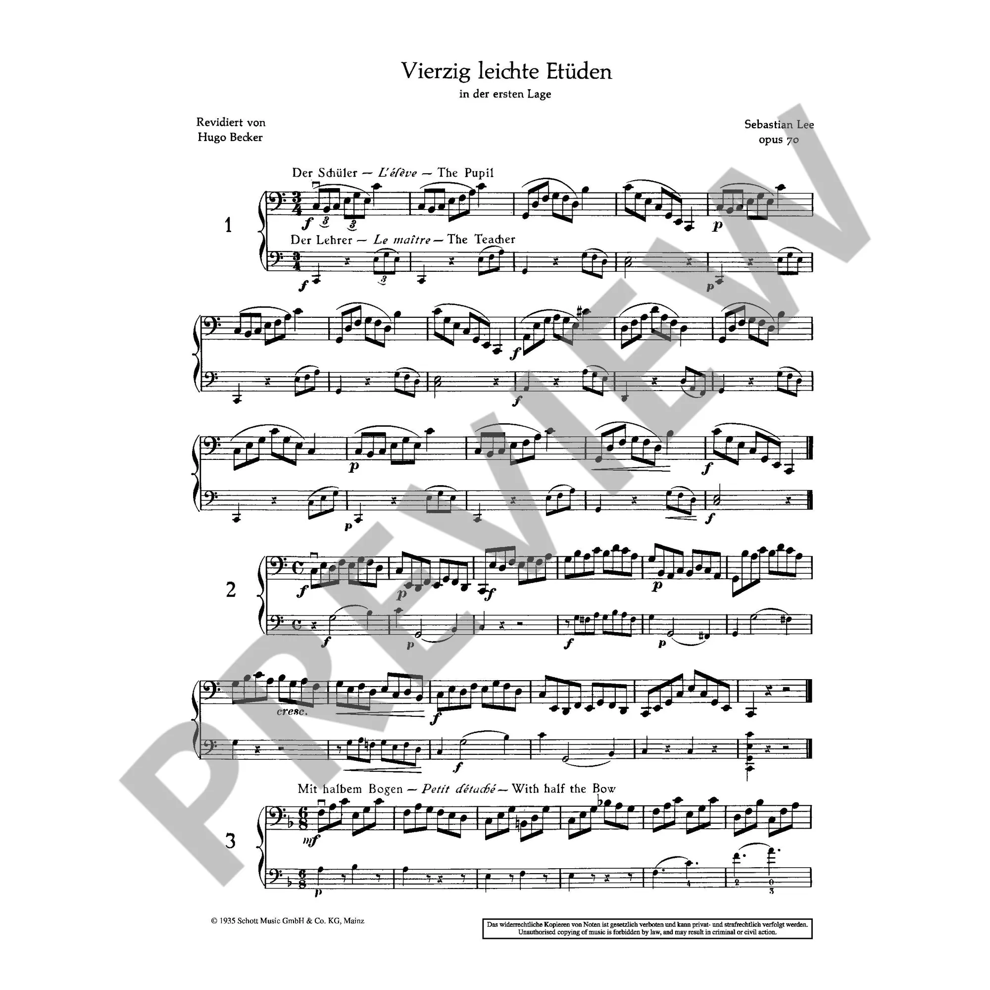 40 leichte Etüden op. 70