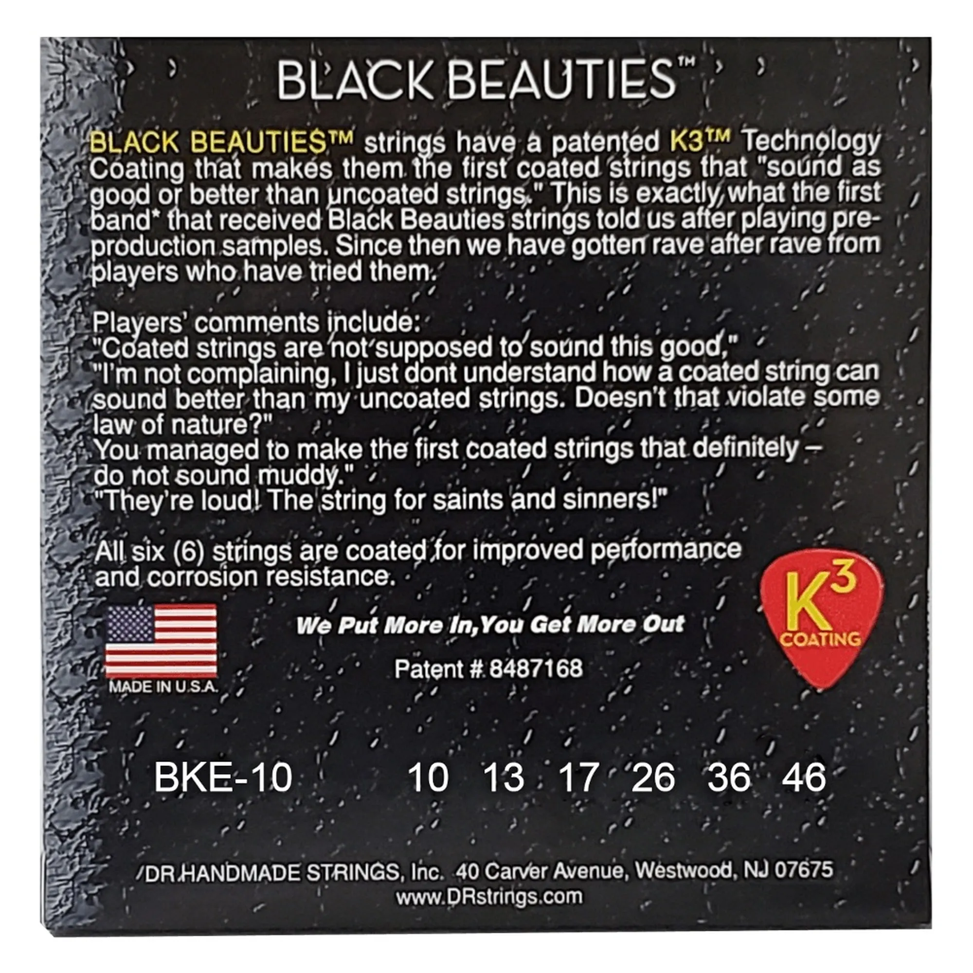 DR Strings BKE-10/46 Medium Black Beauties