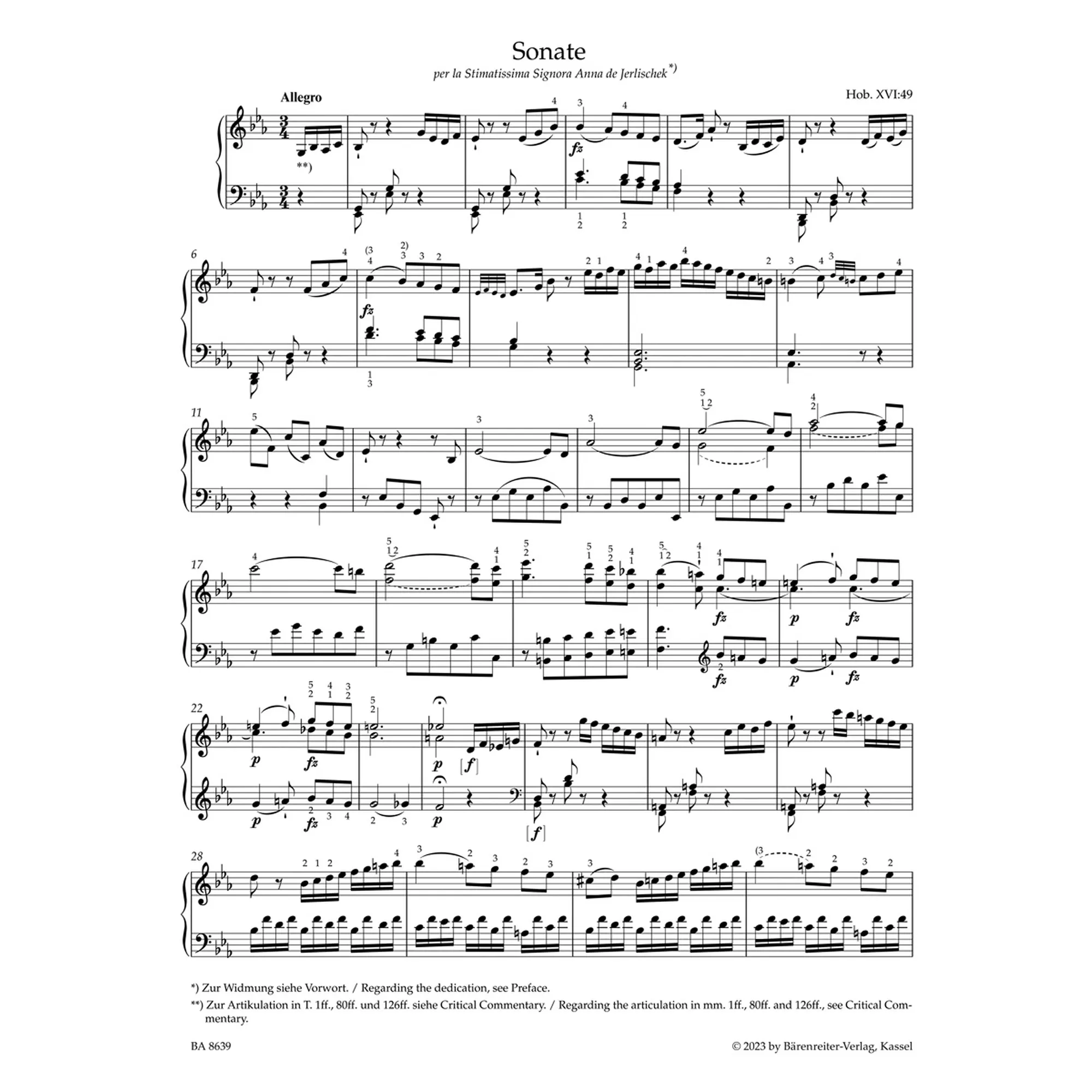 Sonate Es-Dur Hob XVI:49