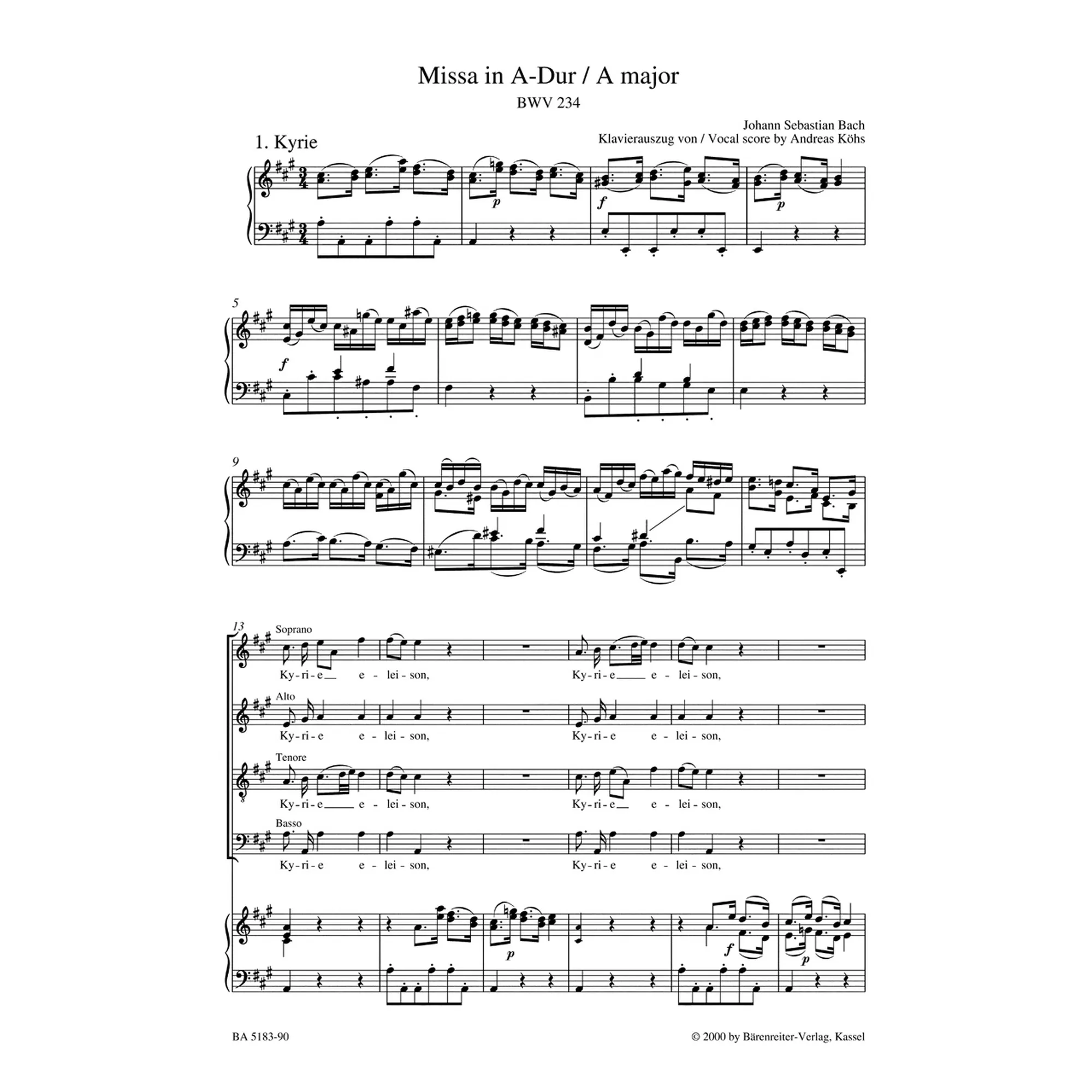Missa A-Dur BWV 234