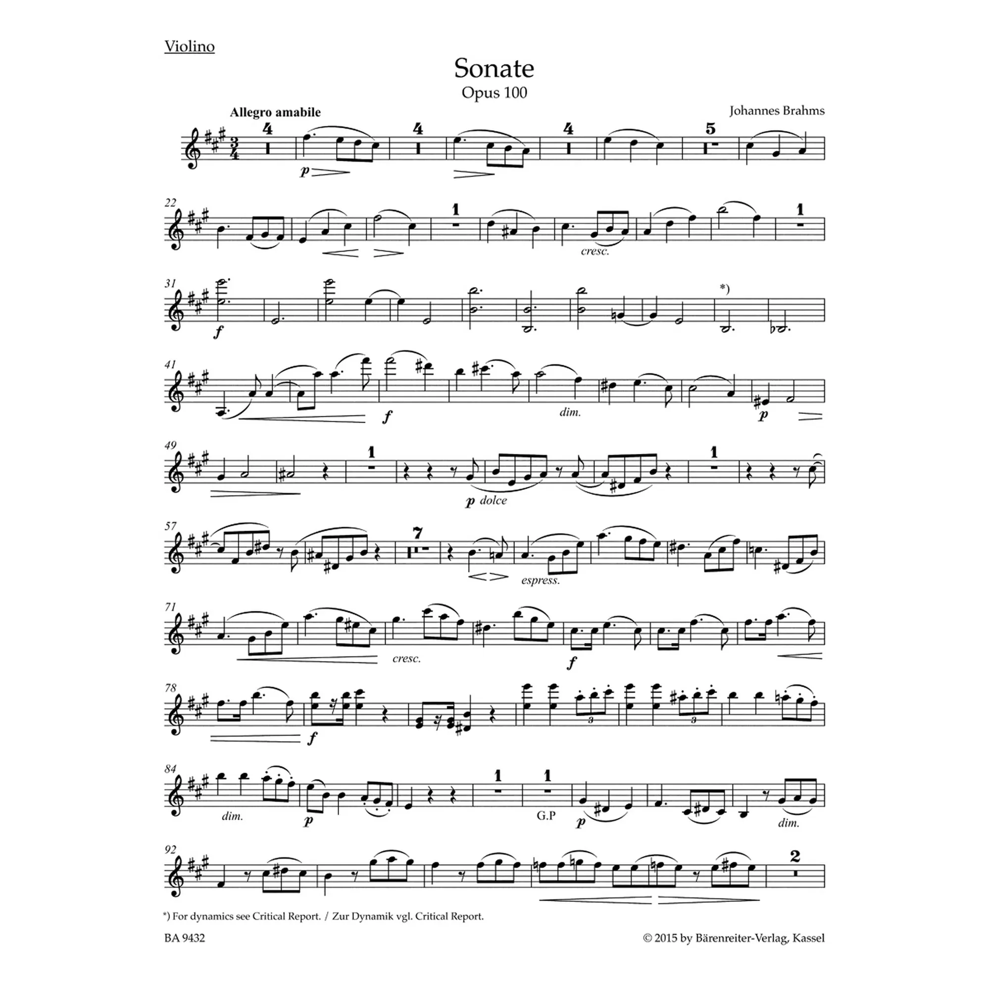 Sonate in A, op. 100