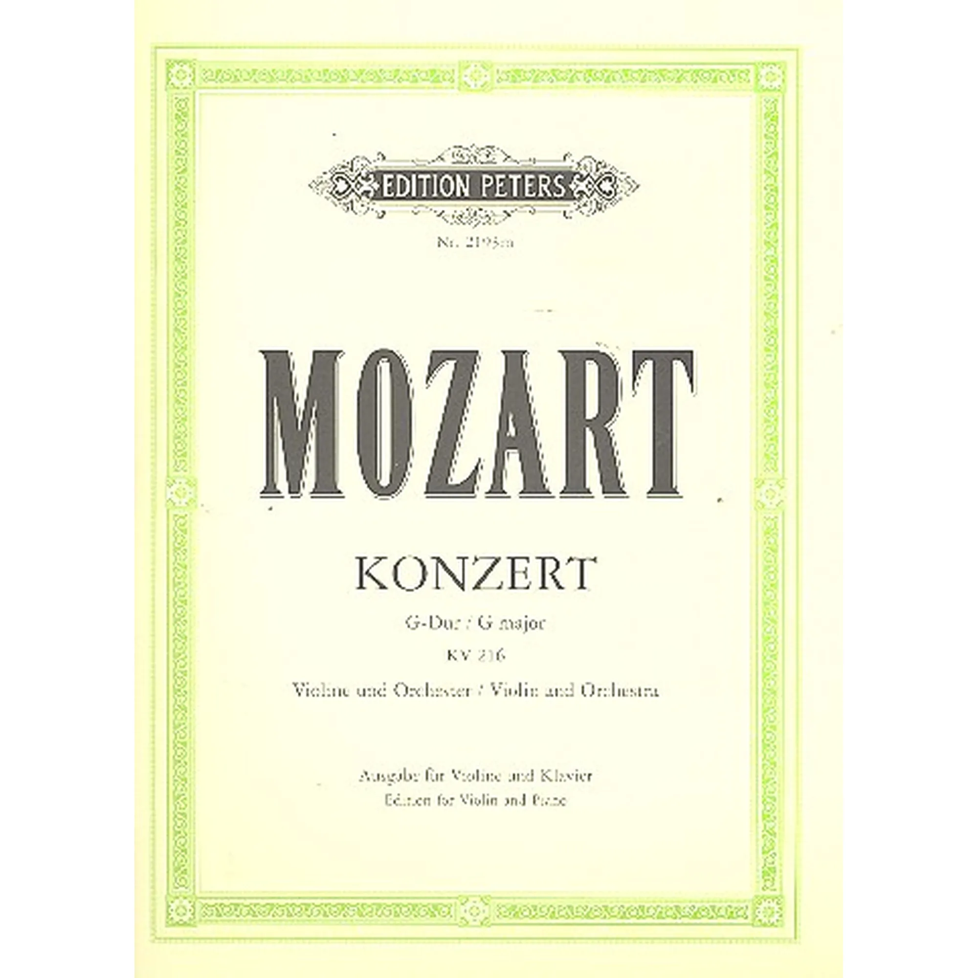 Konzert G-Dur Nr.3 KV216 für Violine und Orchester