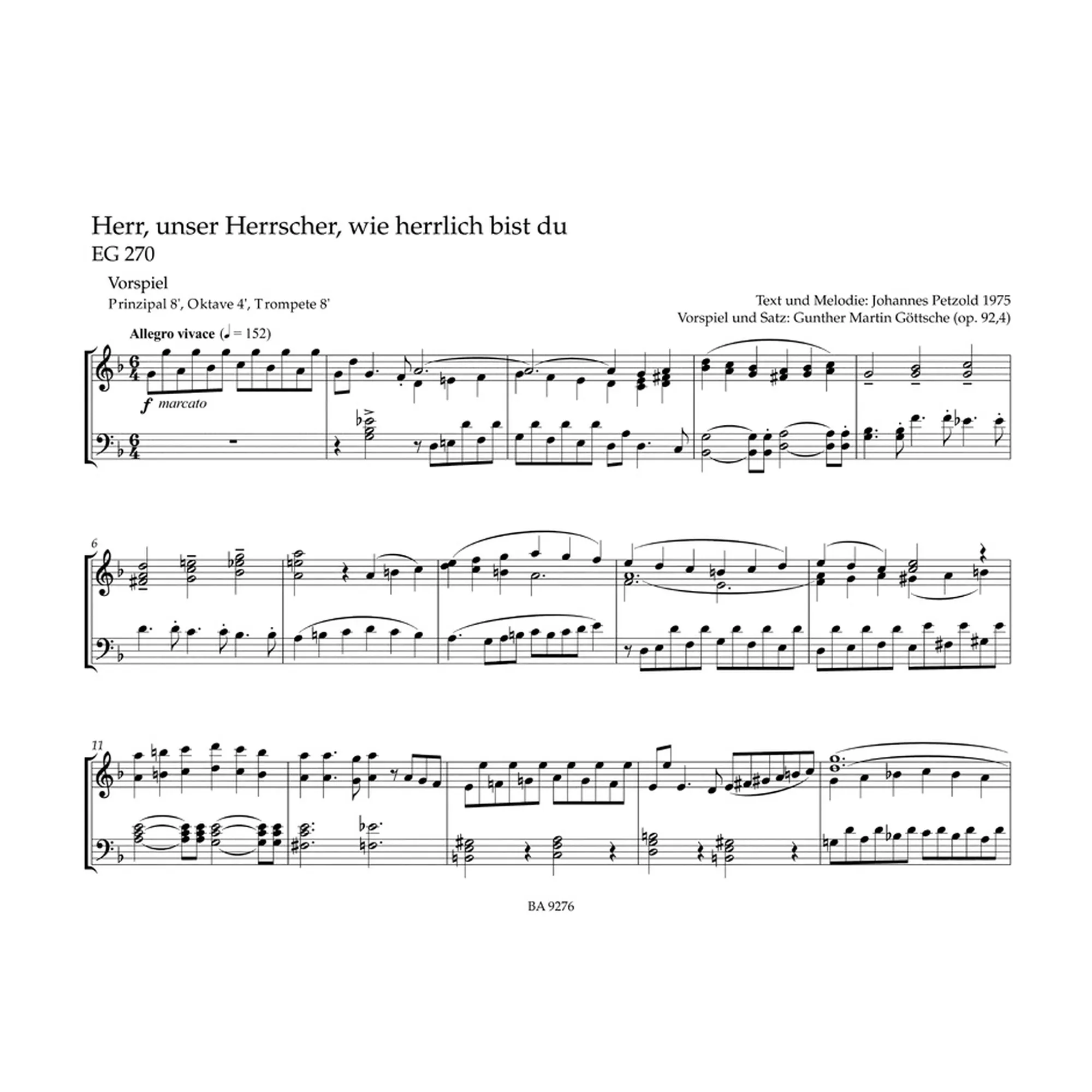 Kleine Choralvorspiele + Begleitsätze zu den Liedern des EG 6