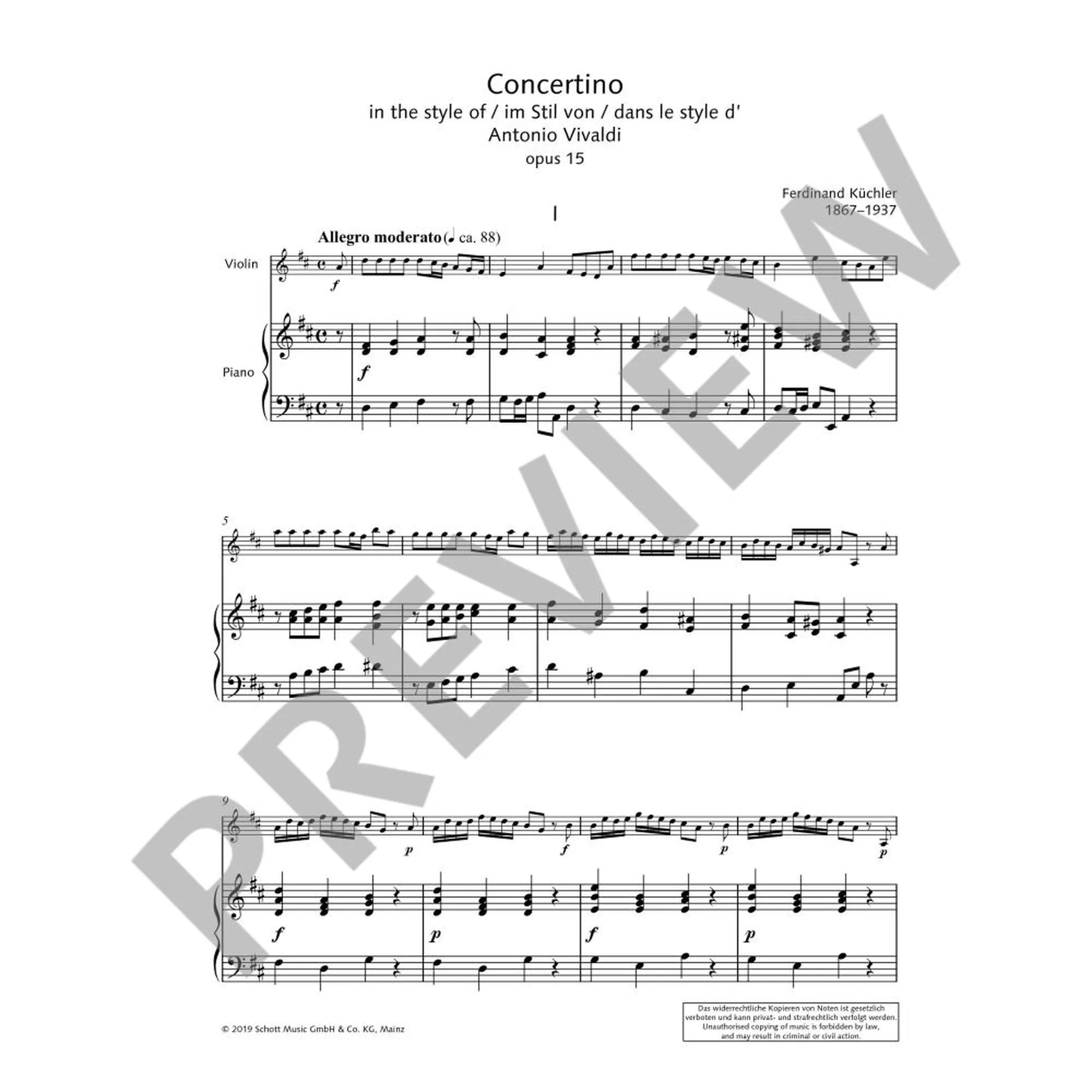 Concertino D-Dur op 15 im Stil von Vivaldi