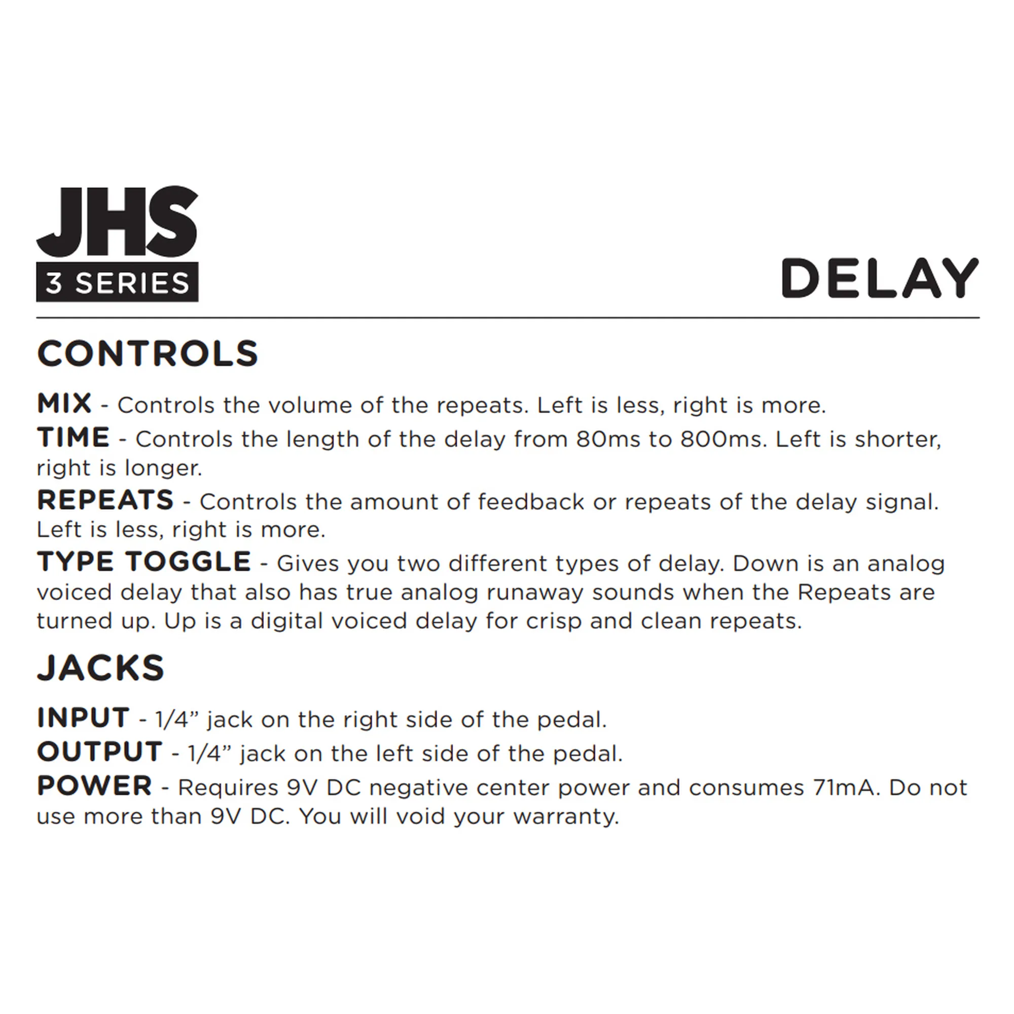 JHS Pedals 3 Series Delay