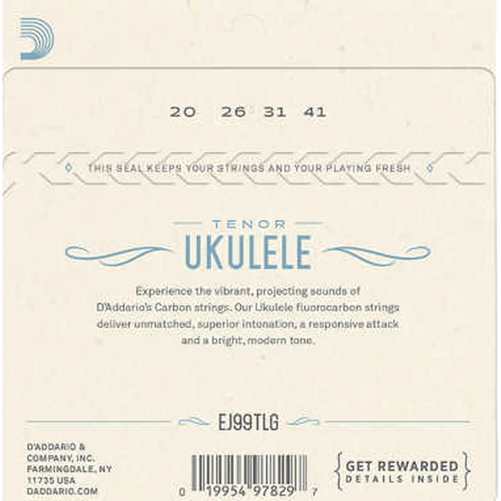D'Addario EJ99TLG Low G Tenor Ukulele